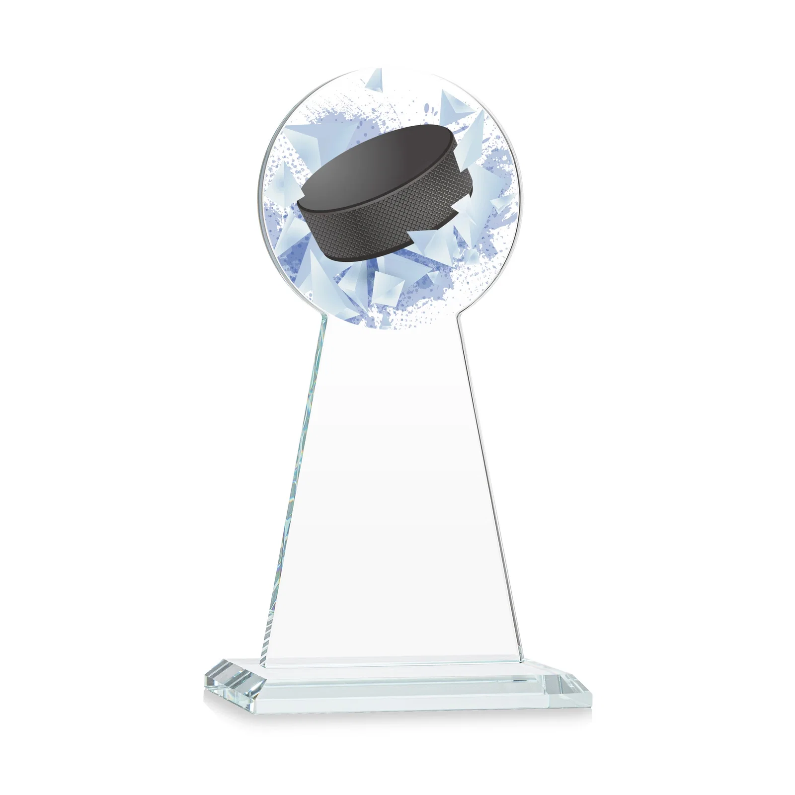 Customized Starfire Crystal Award With Hockey Puck-Shaped Peak for volunteer appreciation