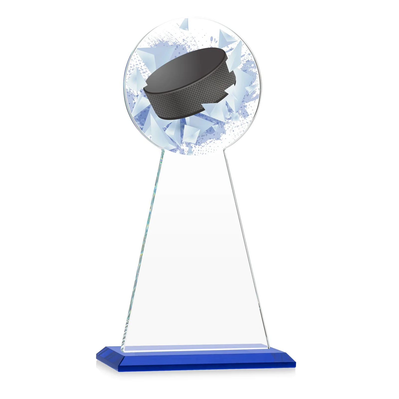 Custom engraved Starfire Crystal Award With Hockey Puck-Shaped Peak for graduation ceremonies