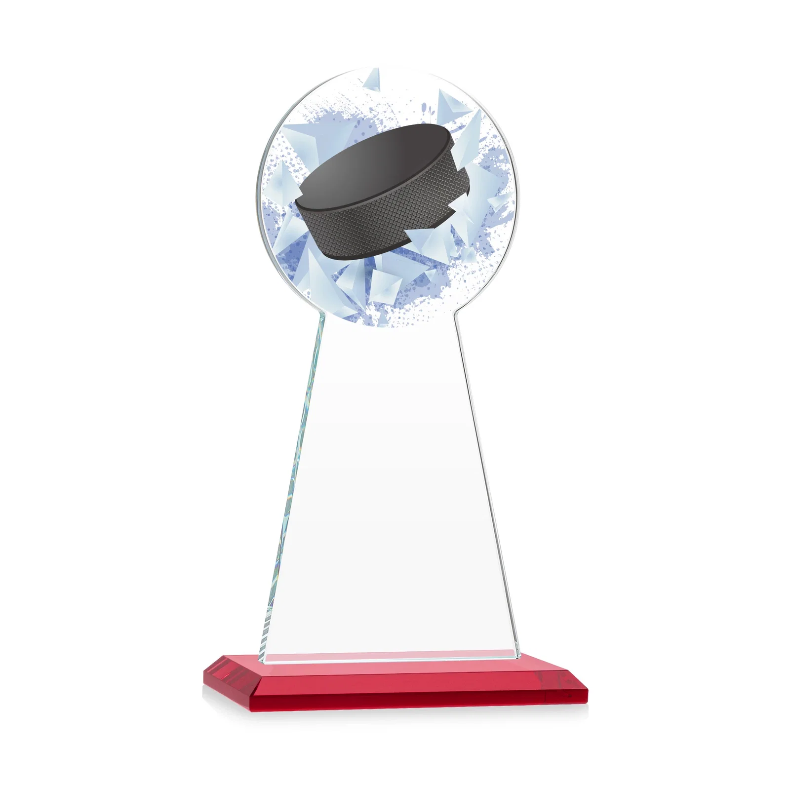 Custom engraved Starfire Crystal Award With Hockey Puck-Shaped Peak for volunteer appreciation