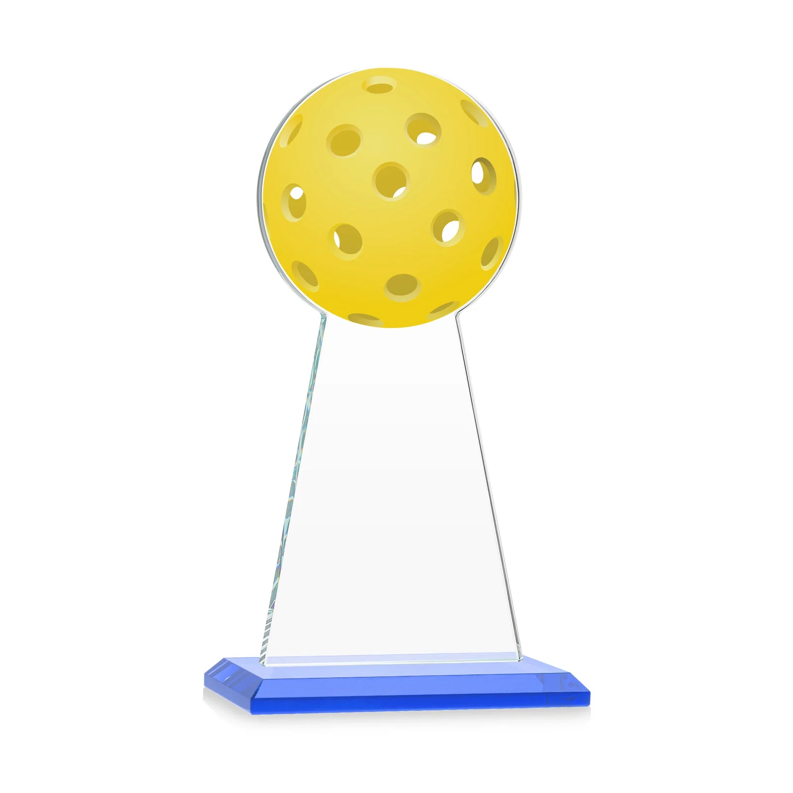 Custom Starfire Crystal Award With Pickleball-Shaped Peak, with your logo for employee recognition