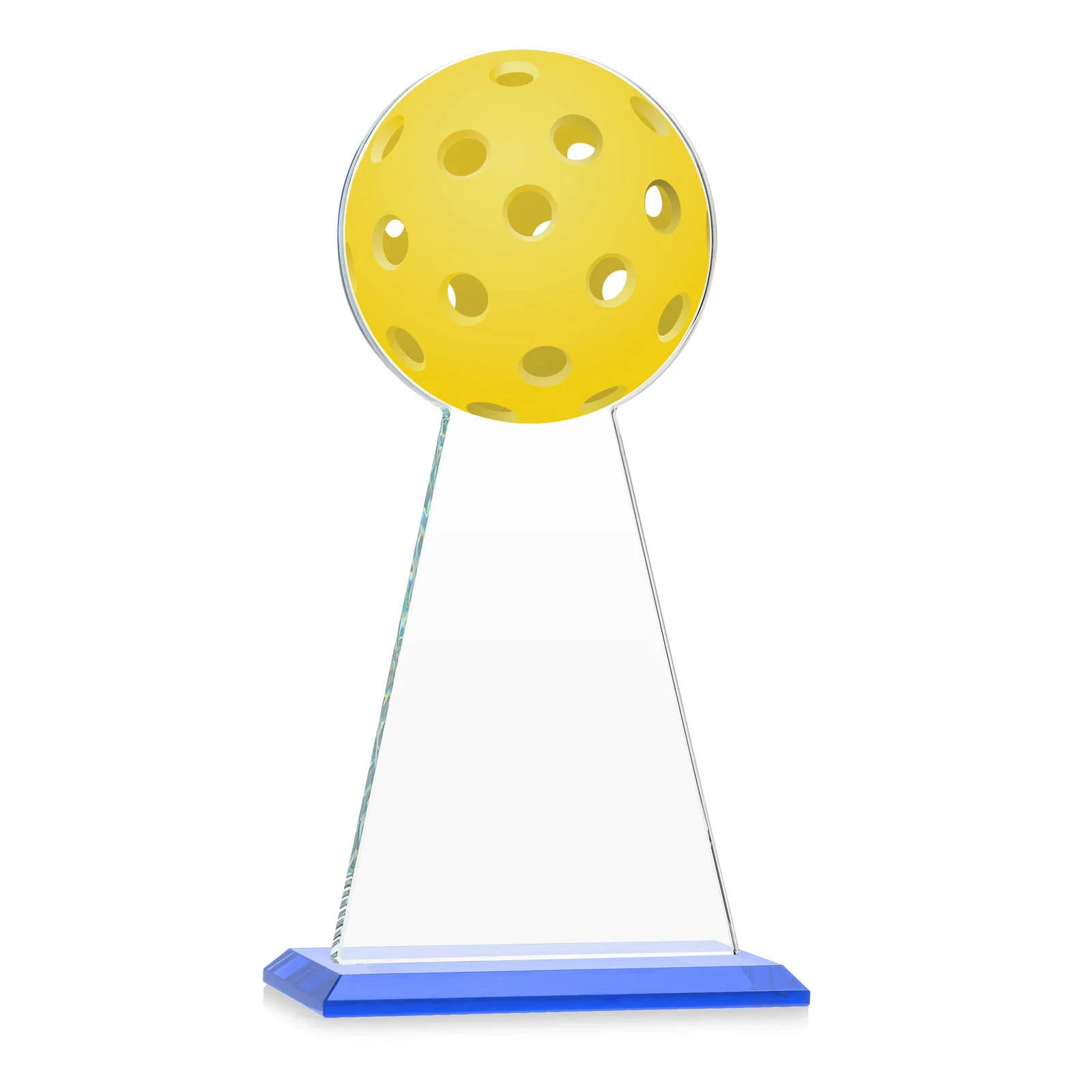 Custom Starfire Crystal Award With Pickleball-Shaped Peak, with your logo for corporate award ceremonies