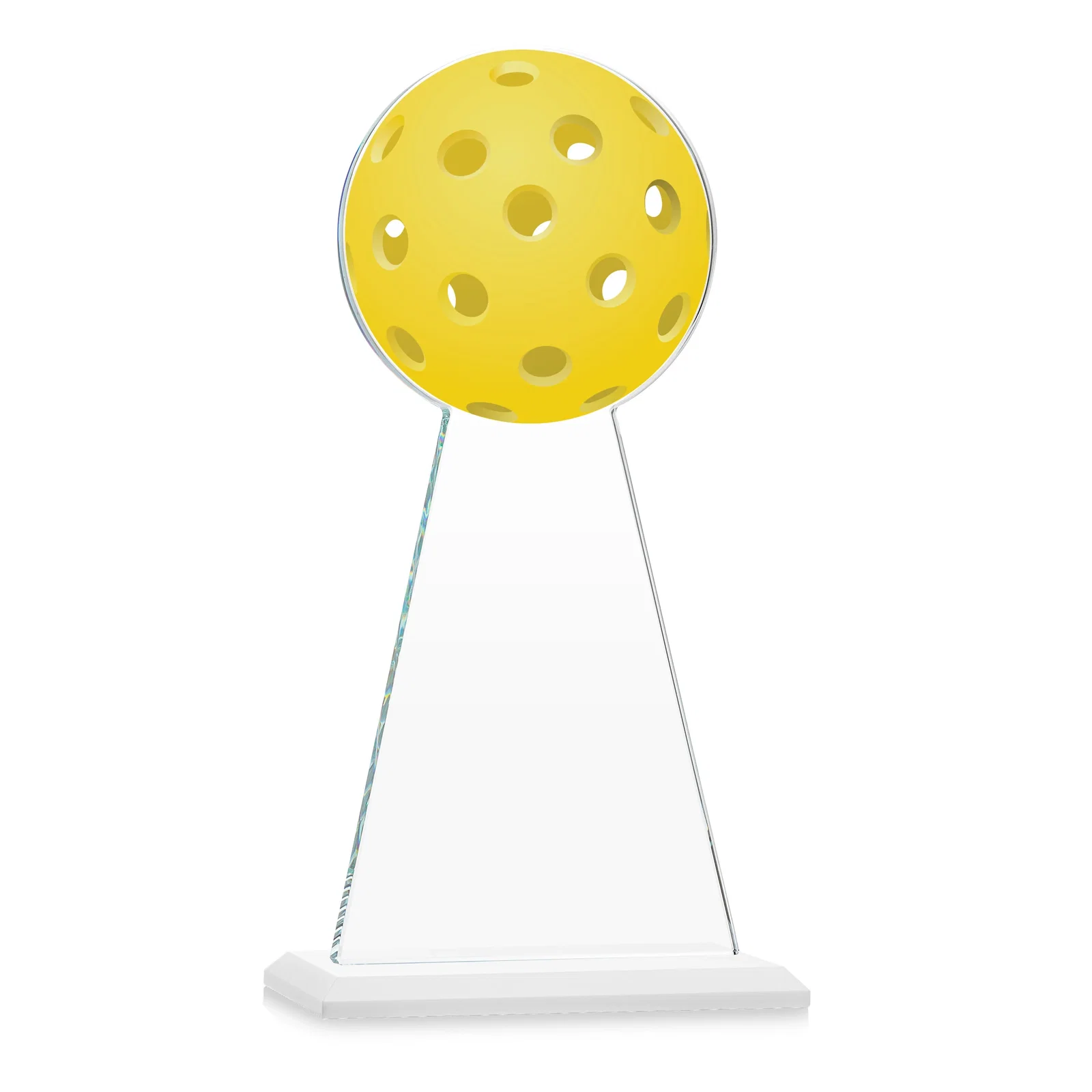 Custom Starfire Crystal Award With Pickleball-Shaped Peak, with your logo for retirement presentations