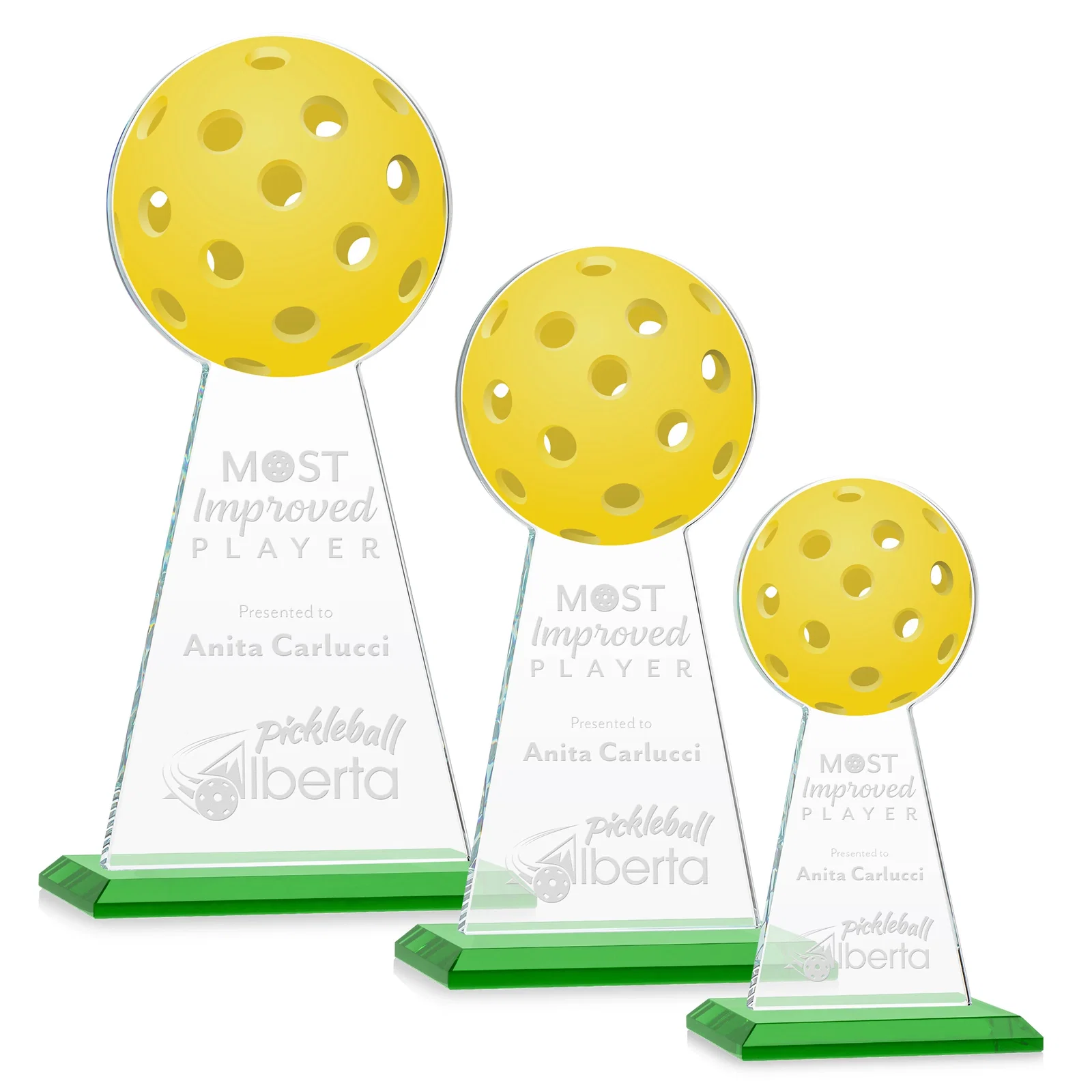 Custom Starfire Crystal Award With Pickleball-Shaped Peak for volunteer appreciation