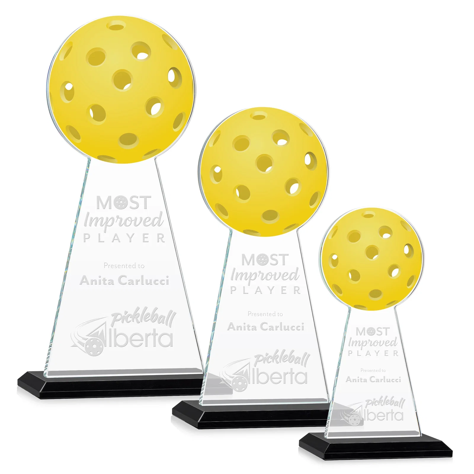 Personalized Starfire Crystal Award With Pickleball-Shaped Peak for corporate award ceremonies