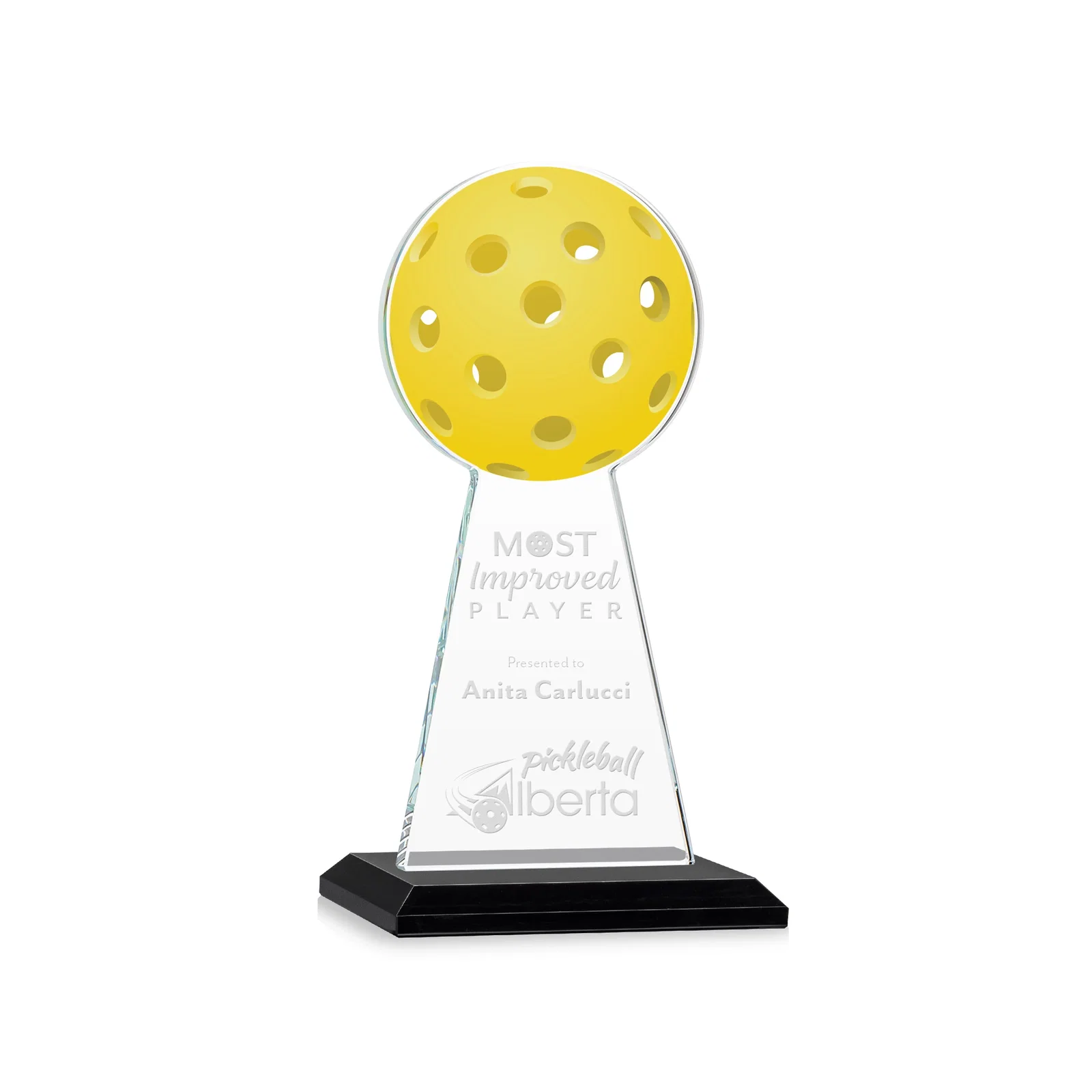 Personalized Starfire Crystal Award With Pickleball-Shaped Peak for service anniversary gifts