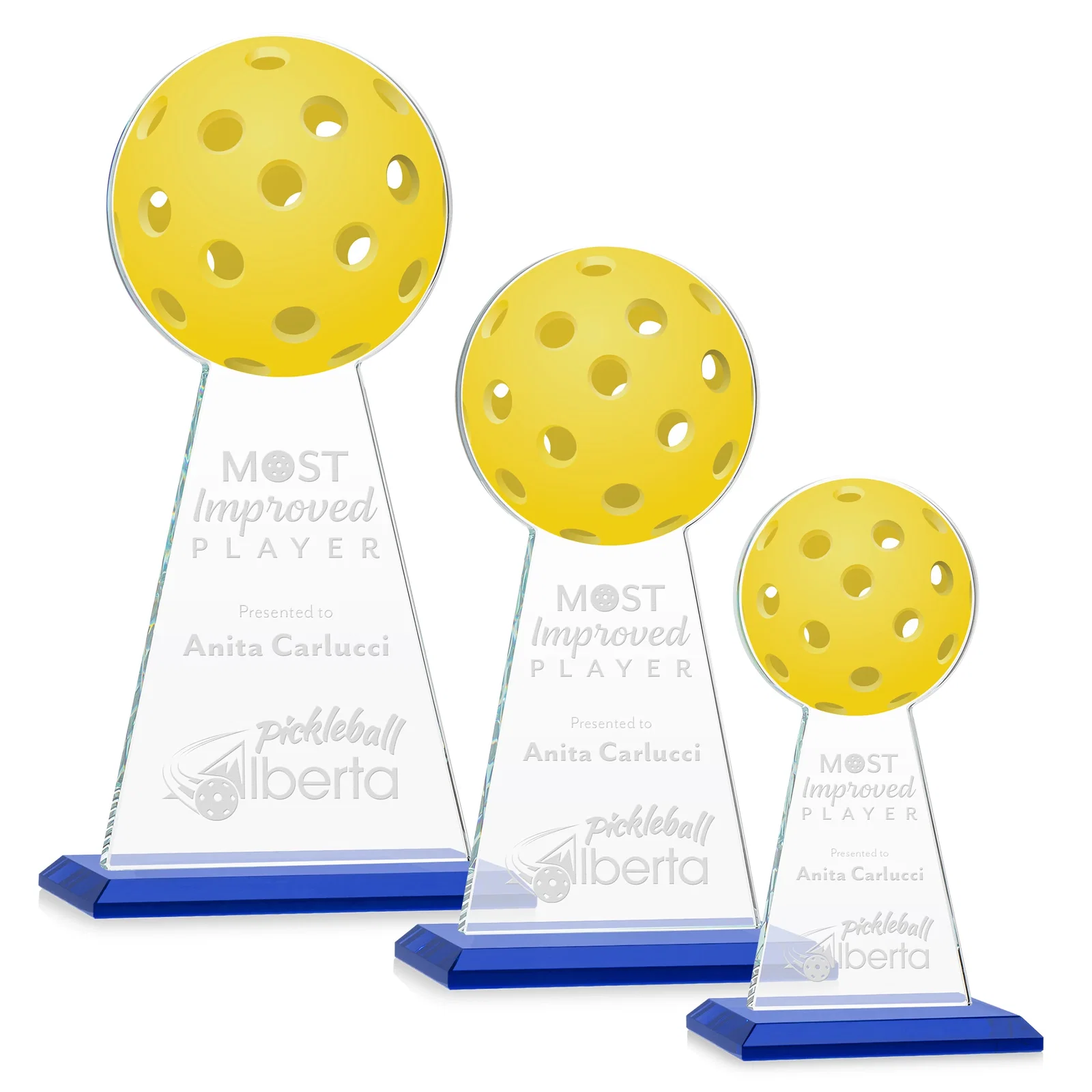 Personalized Starfire Crystal Award With Pickleball-Shaped Peak for team milestone celebrations