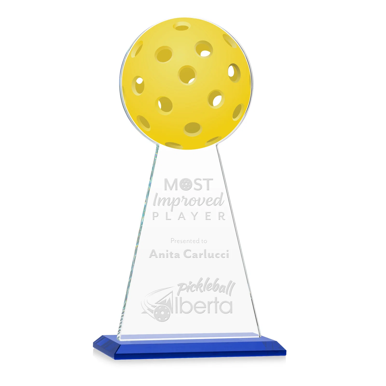 Personalized Starfire Crystal Award With Pickleball-Shaped Peak for safety achievement programs