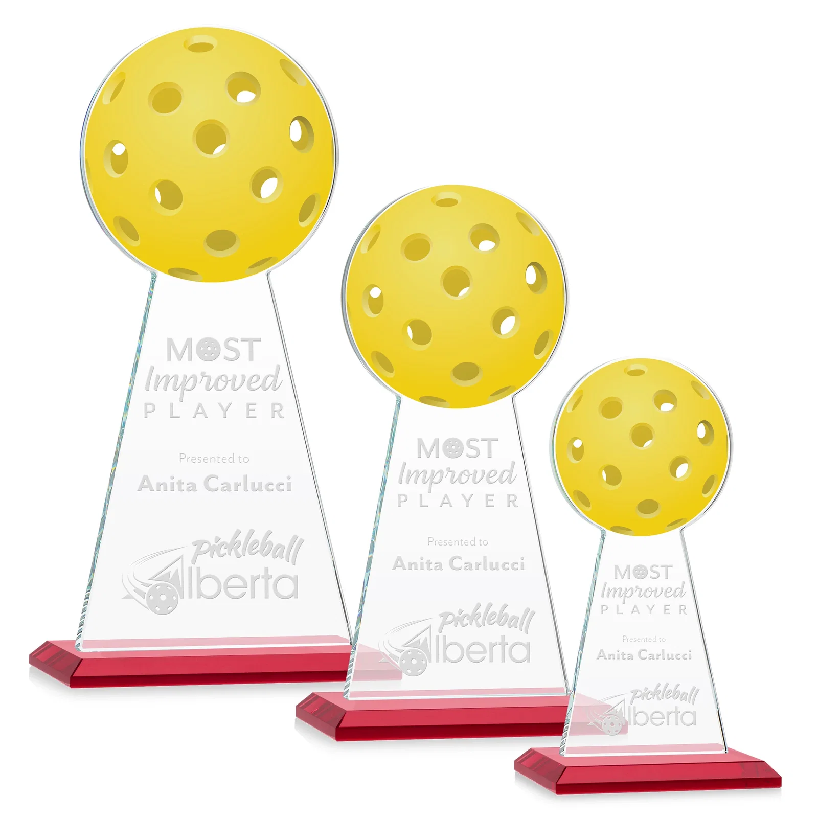 Personalized Starfire Crystal Award With Pickleball-Shaped Peak for volunteer appreciation
