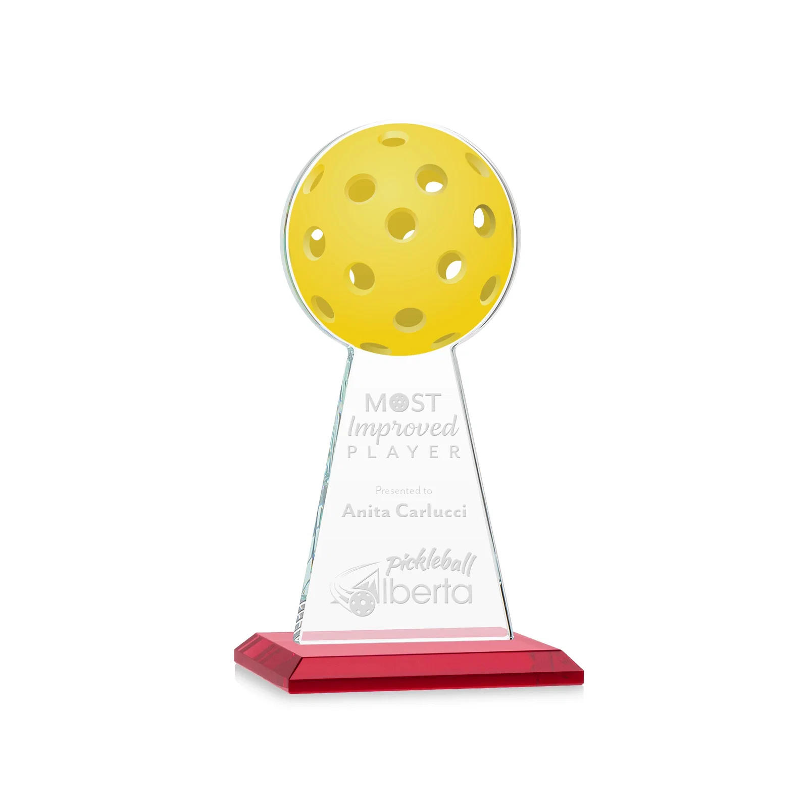 Personalized Starfire Crystal Award With Pickleball-Shaped Peak for dealer and partner awards