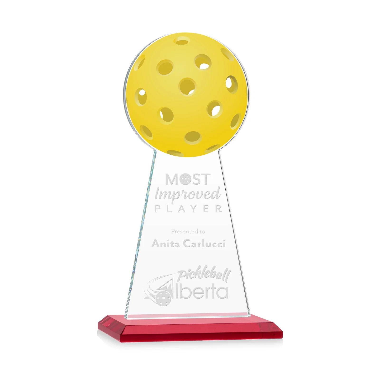 Personalized Starfire Crystal Award With Pickleball-Shaped Peak for company anniversary events