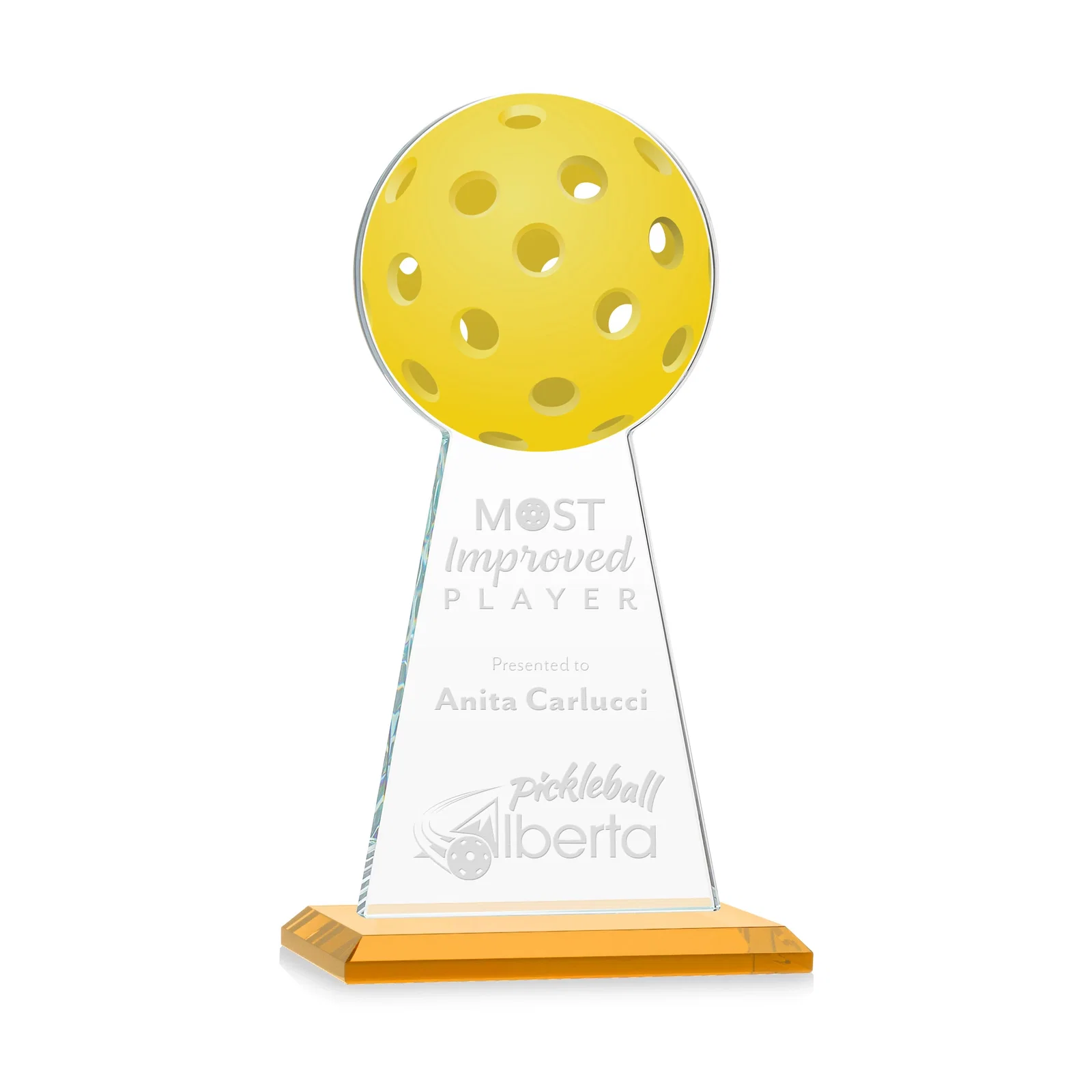 Custom Starfire Crystal Award With Pickleball-Shaped Peak for service anniversary gifts