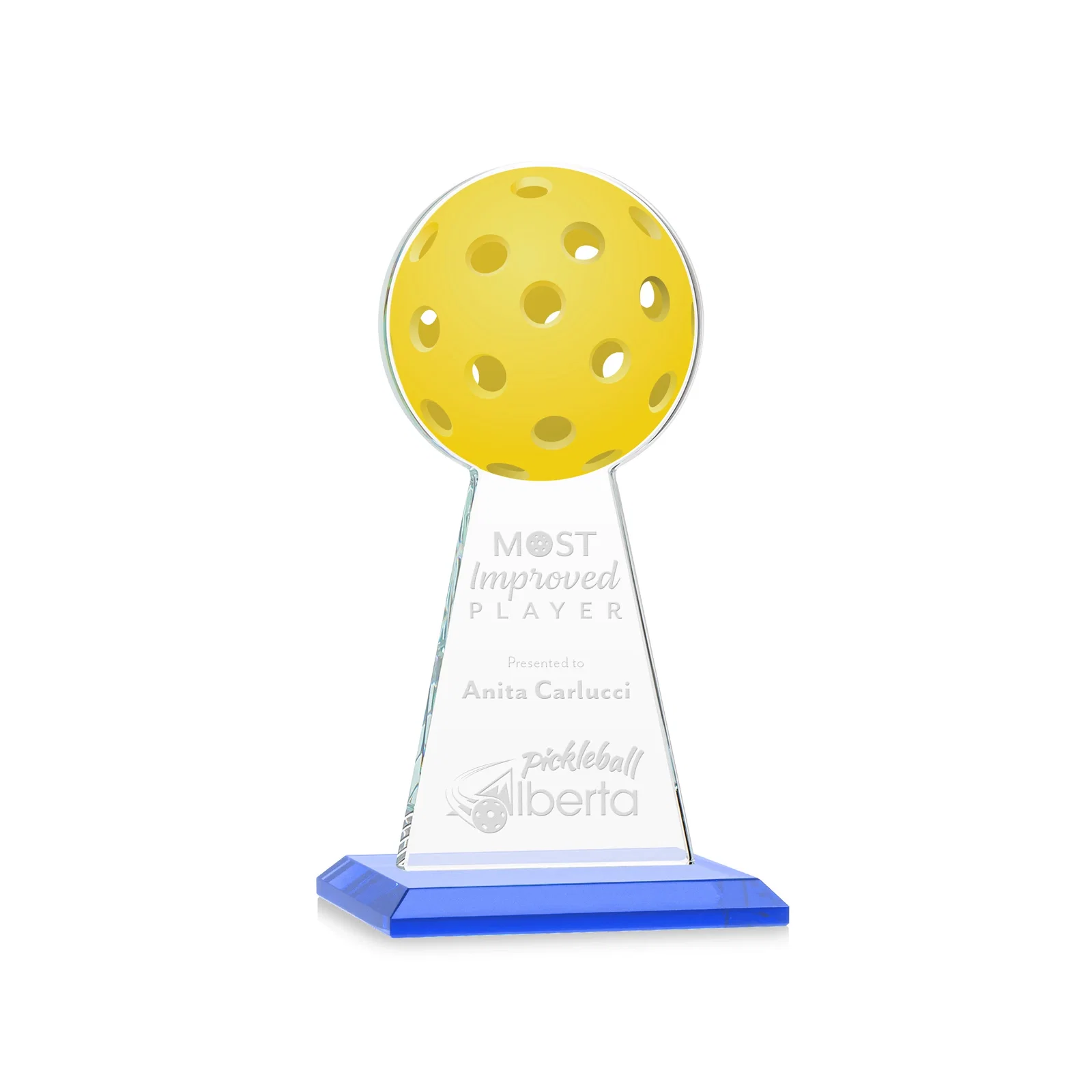 Promotional Starfire Crystal Award With Pickleball-Shaped Peak for service anniversary gifts