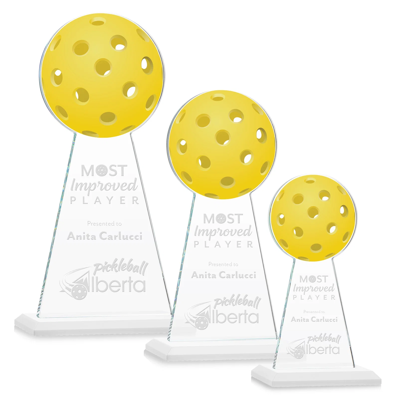 Promotional Starfire Crystal Award With Pickleball-Shaped Peak for team milestone celebrations