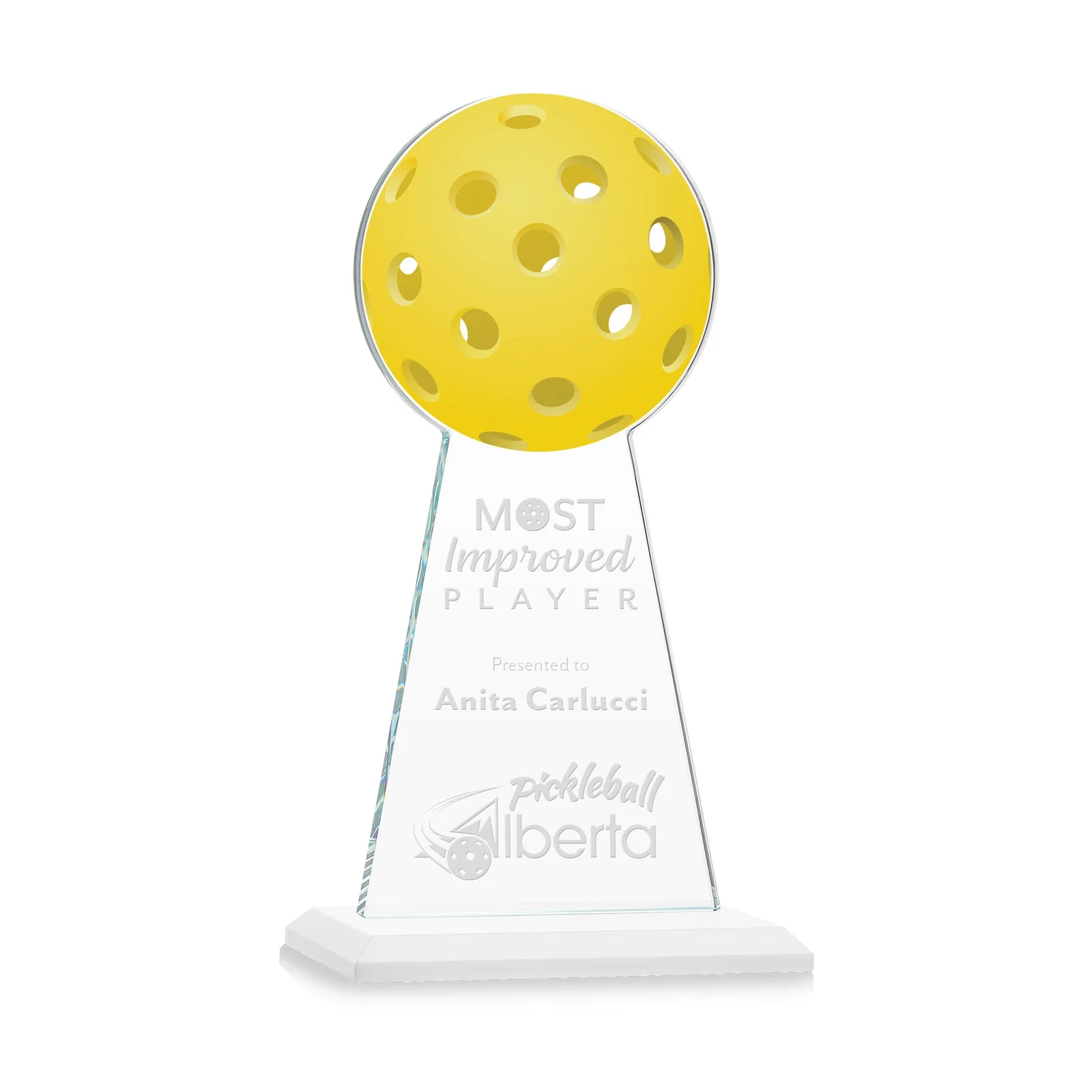 Promotional Starfire Crystal Award With Pickleball-Shaped Peak for graduation ceremonies