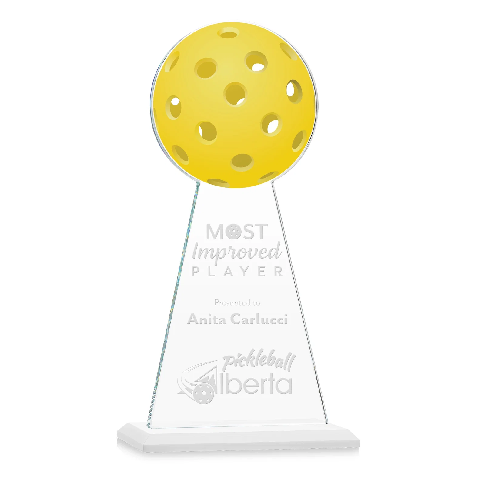 Promotional Starfire Crystal Award With Pickleball-Shaped Peak for safety achievement programs