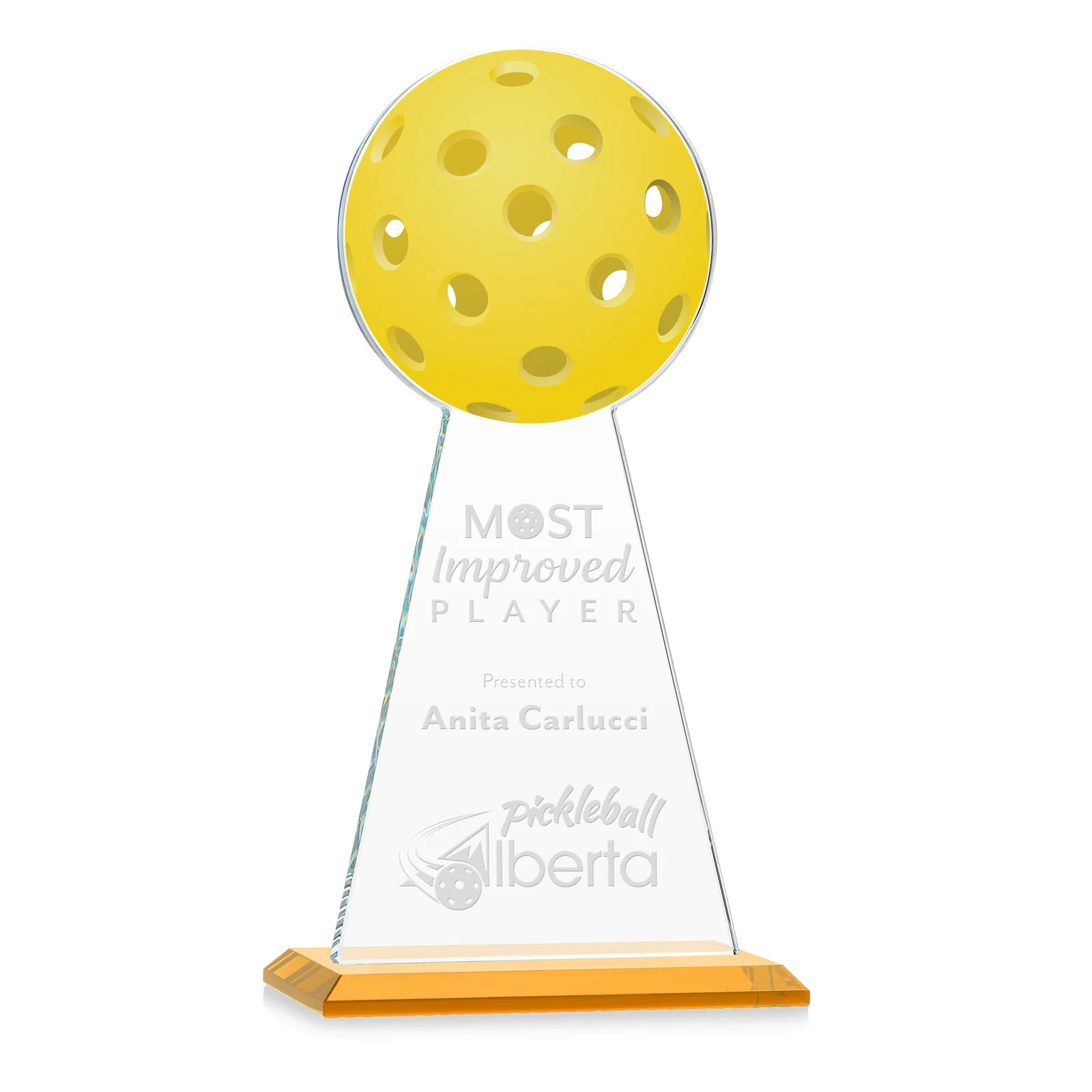 Custom Starfire Crystal Award With Pickleball-Shaped Peak for sales achievement awards