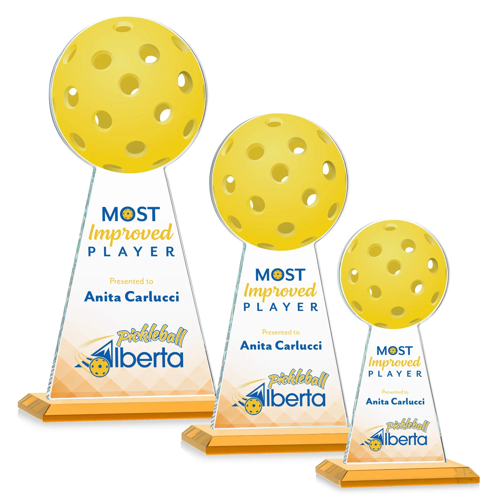 Promotional Starfire Crystal Award With Pickleball-Shaped Peak for volunteer appreciation