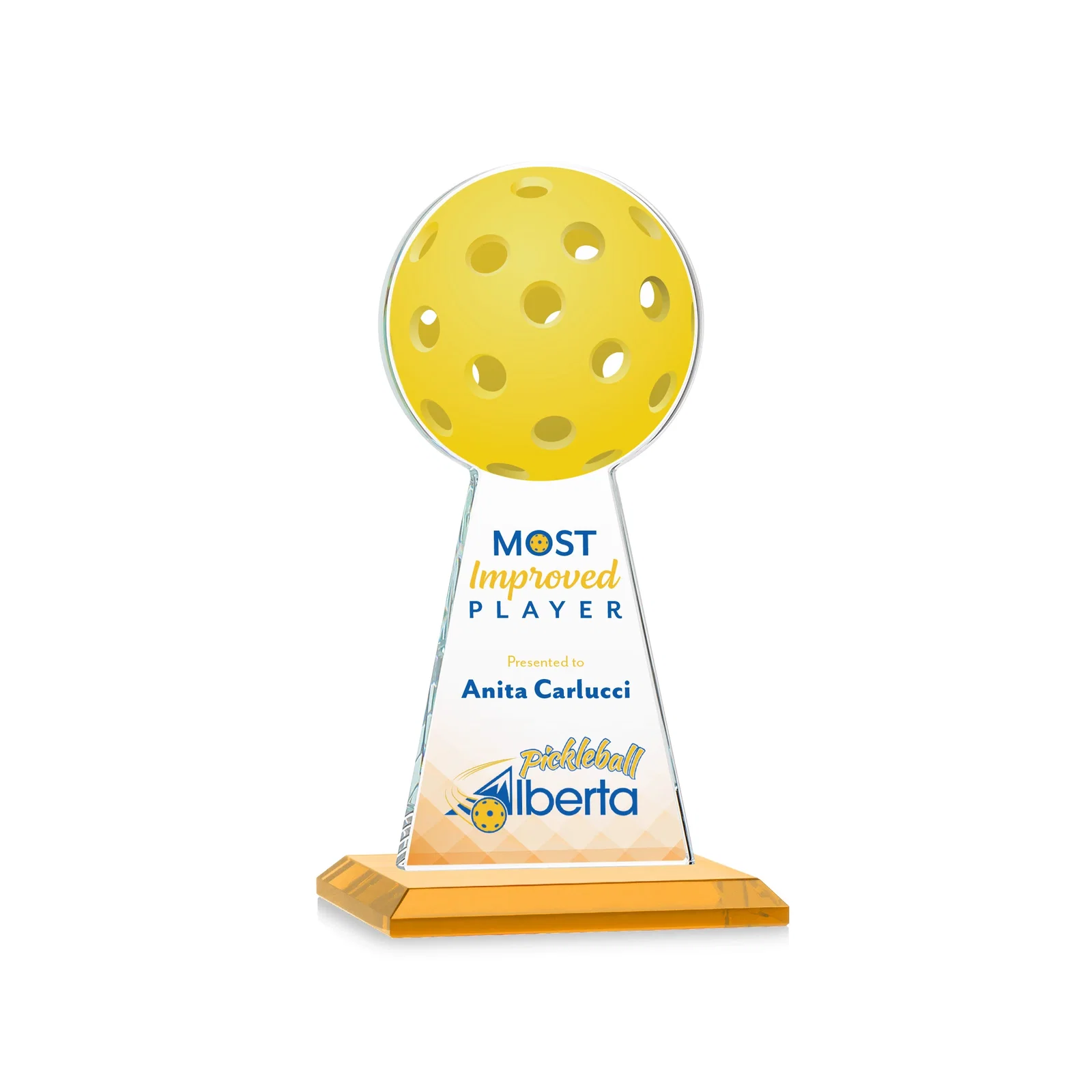 Promotional Starfire Crystal Award With Pickleball-Shaped Peak for dealer and partner awards