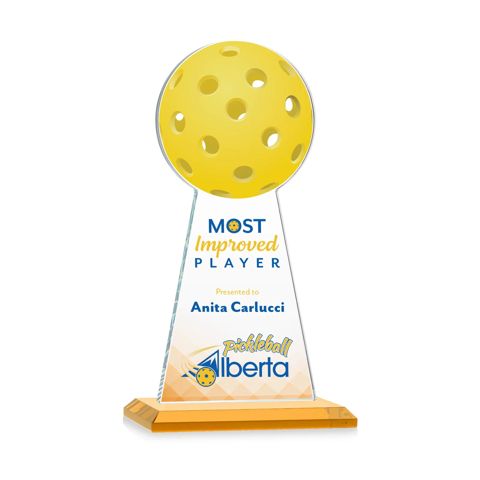 Promotional Starfire Crystal Award With Pickleball-Shaped Peak for company anniversary events