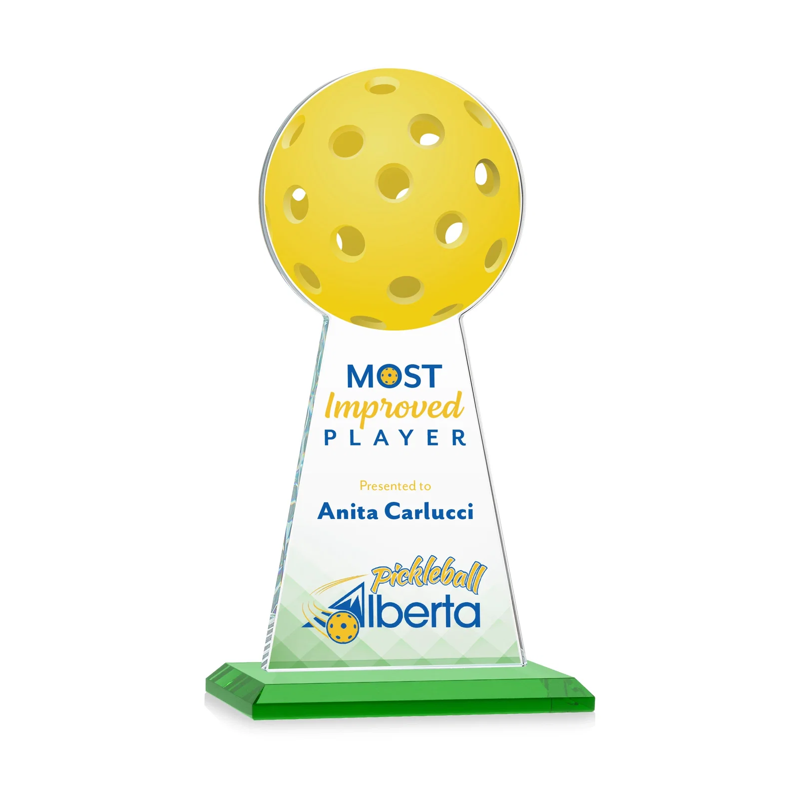 Branded Starfire Crystal Award With Pickleball-Shaped Peak for graduation ceremonies