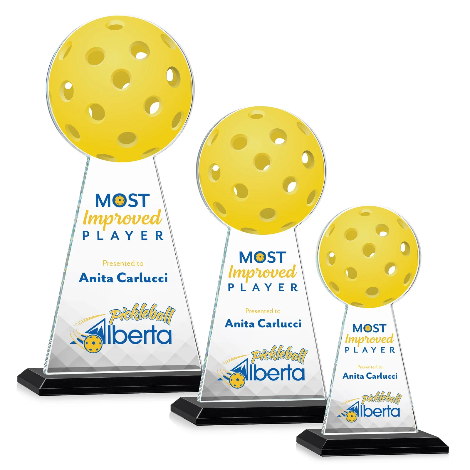 Branded Starfire Crystal Award With Pickleball-Shaped Peak for volunteer appreciation