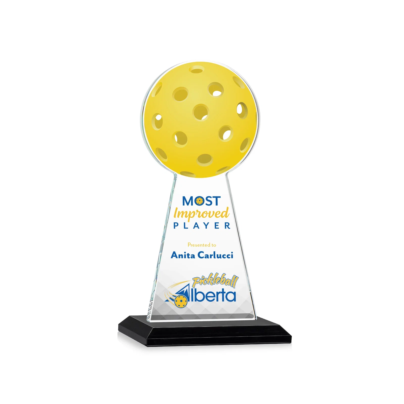 Branded Starfire Crystal Award With Pickleball-Shaped Peak for dealer and partner awards