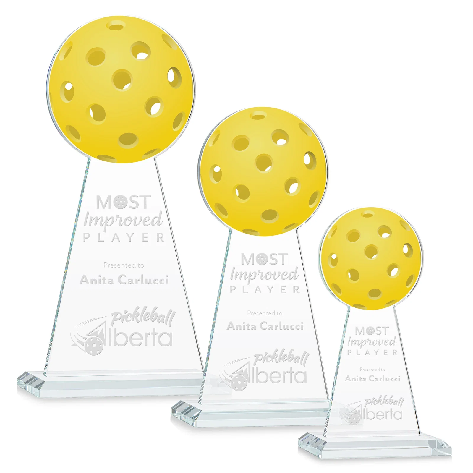 Custom Starfire Crystal Award With Pickleball-Shaped Peak for team milestone celebrations