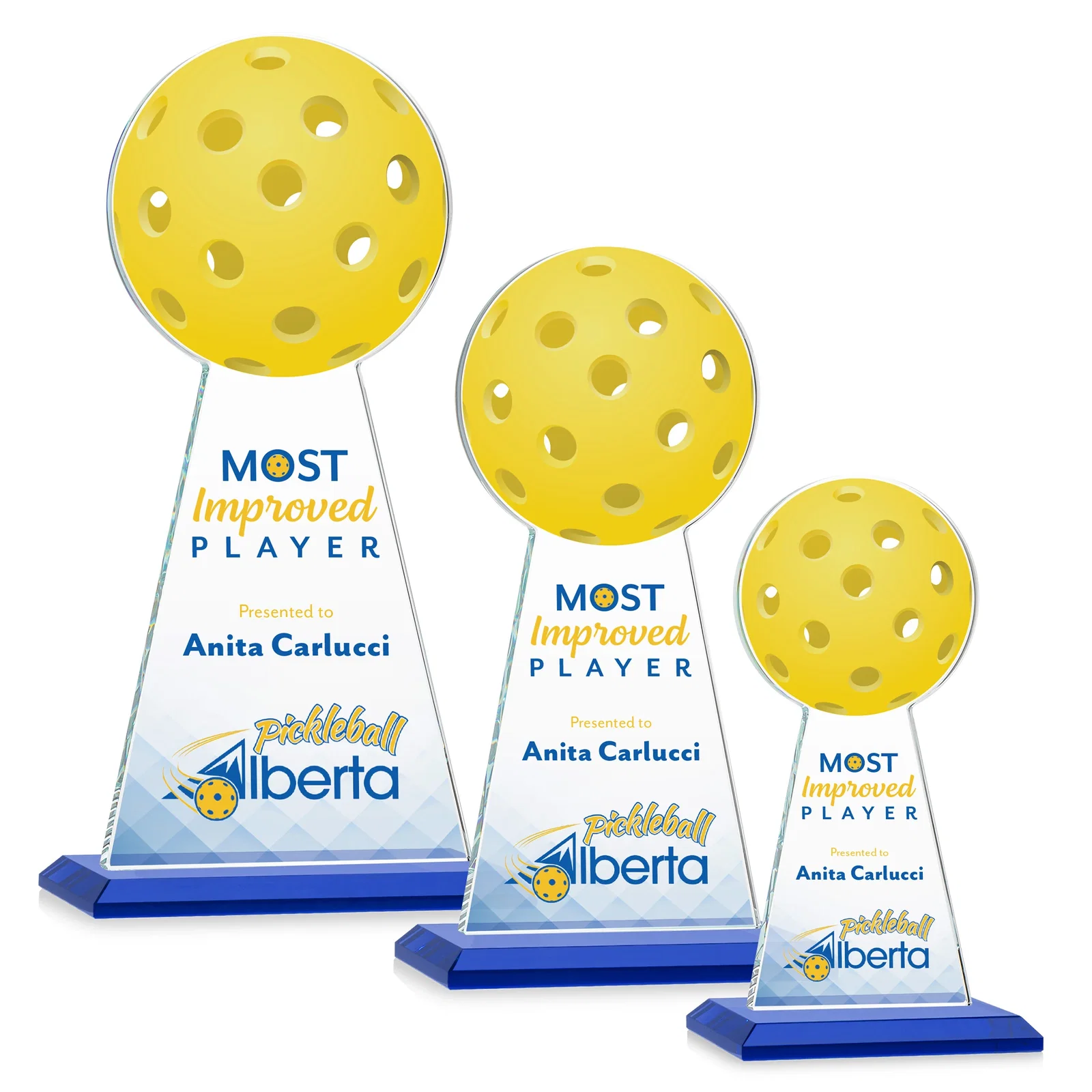 Custom printed Starfire Crystal Award With Pickleball-Shaped Peak for corporate award ceremonies