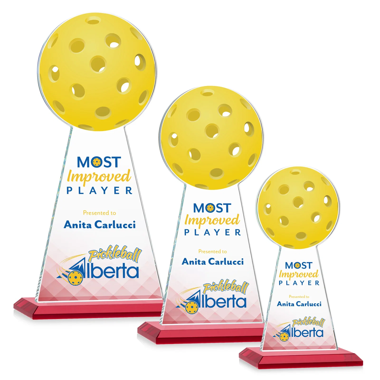 Custom printed Starfire Crystal Award With Pickleball-Shaped Peak for team milestone celebrations