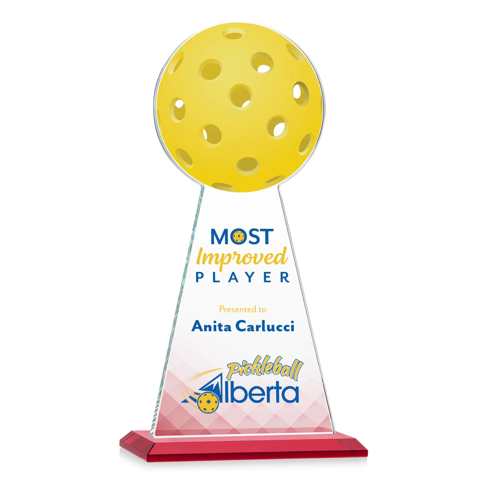 Custom printed Starfire Crystal Award With Pickleball-Shaped Peak for safety achievement programs