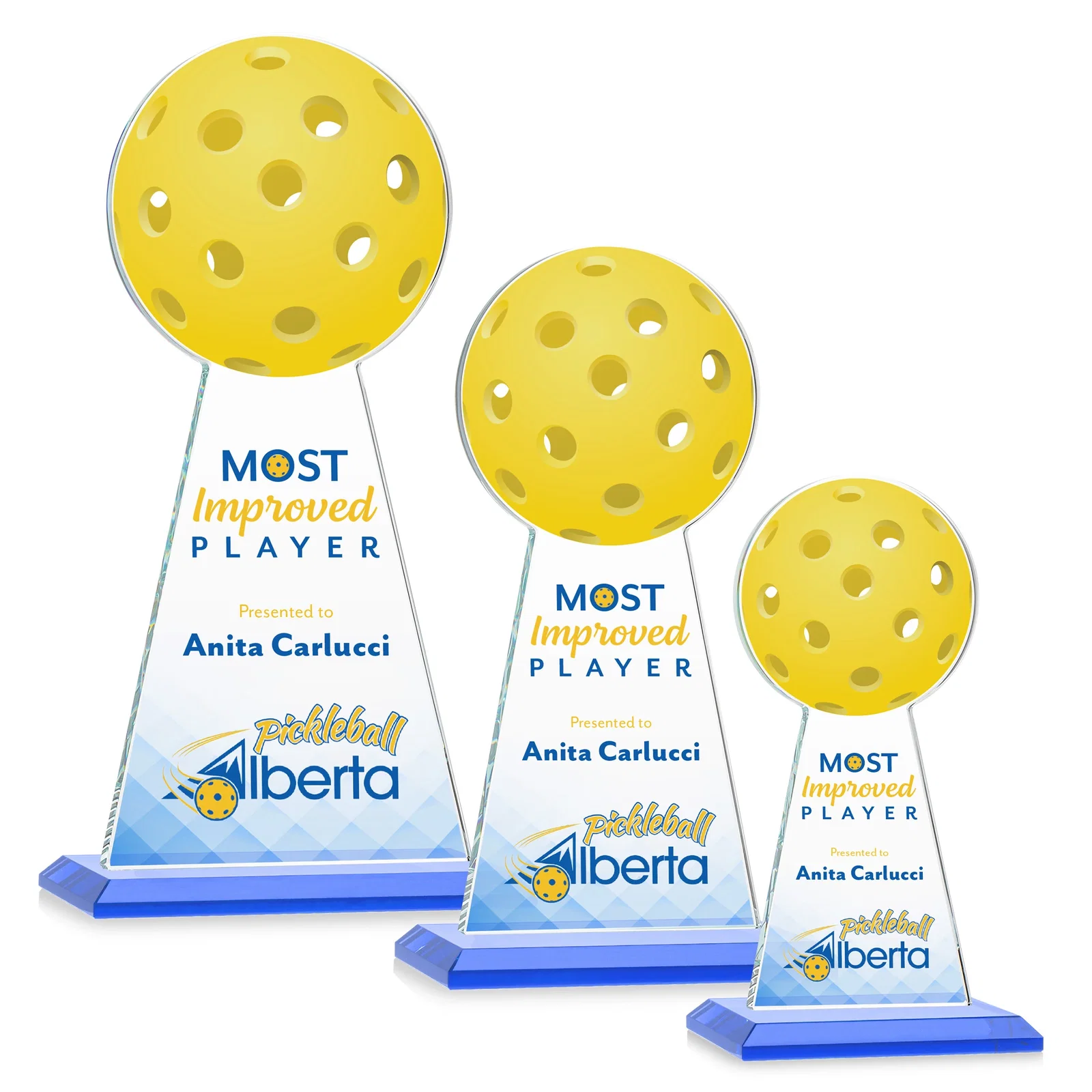 Custom printed Starfire Crystal Award With Pickleball-Shaped Peak for volunteer appreciation