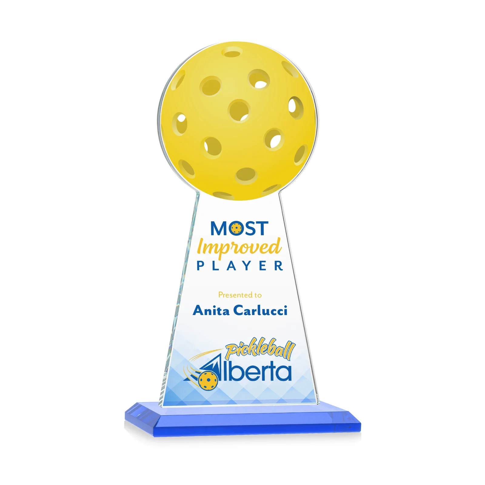 Custom printed Starfire Crystal Award With Pickleball-Shaped Peak for company anniversary events