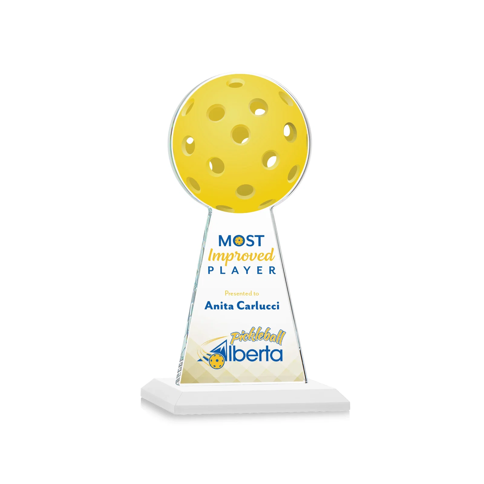 Customized Starfire Crystal Award With Pickleball-Shaped Peak for service anniversary gifts