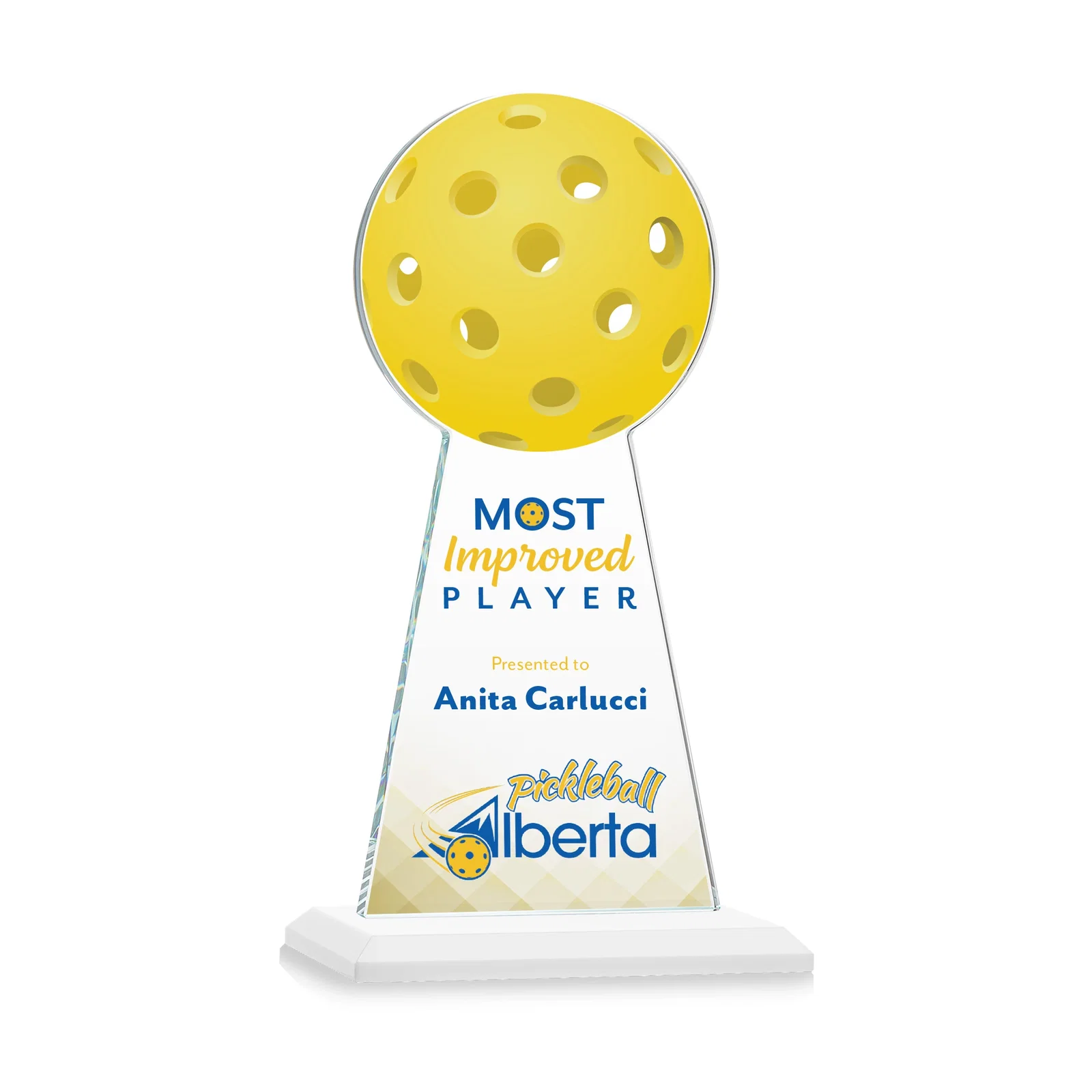 Customized Starfire Crystal Award With Pickleball-Shaped Peak for sales achievement awards