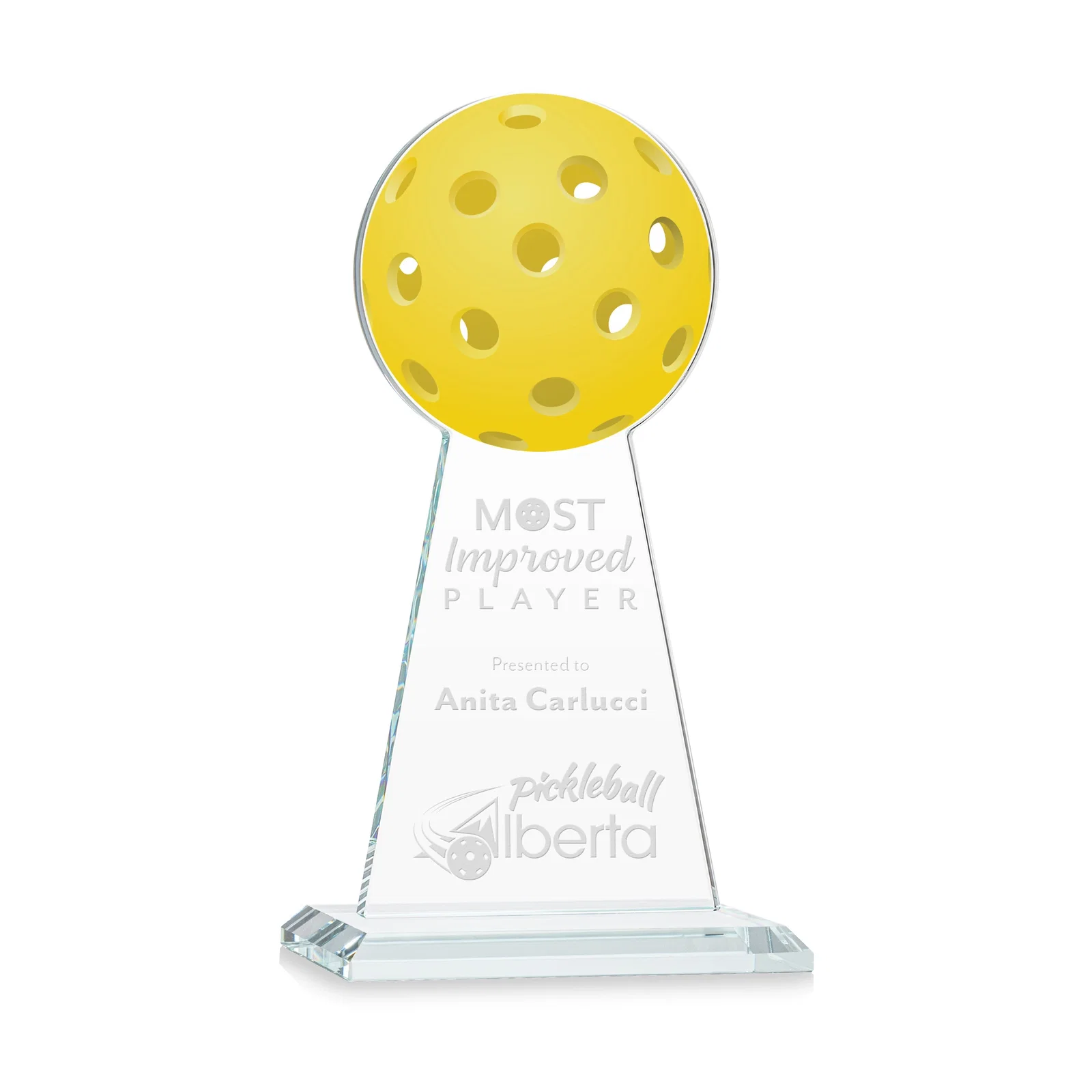 Custom Starfire Crystal Award With Pickleball-Shaped Peak for graduation ceremonies
