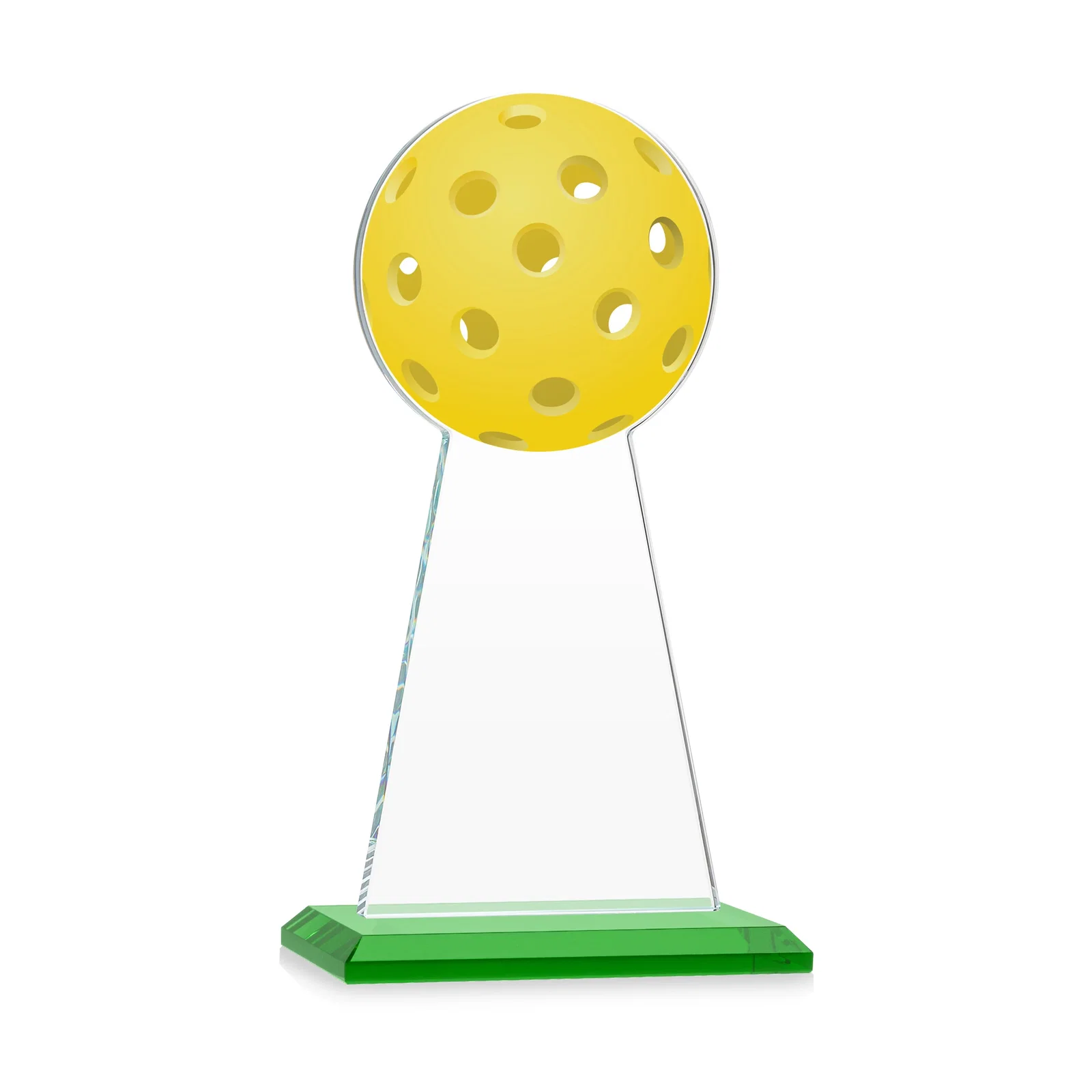 Custom engraved Starfire Crystal Award With Pickleball-Shaped Peak for employee recognition