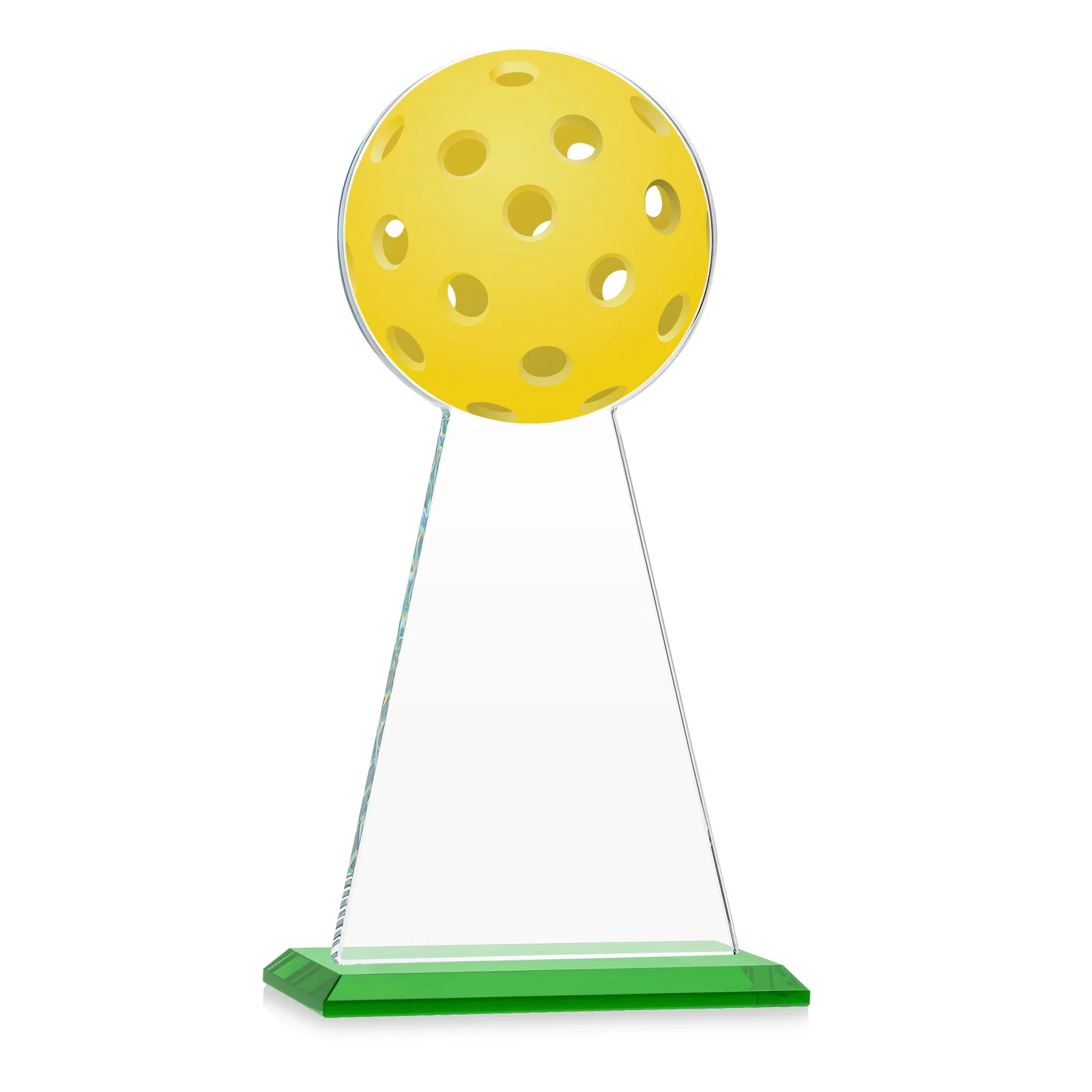 Custom engraved Starfire Crystal Award With Pickleball-Shaped Peak for corporate award ceremonies