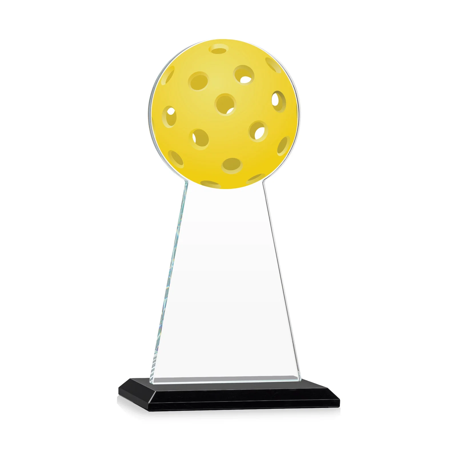 Custom engraved Starfire Crystal Award With Pickleball-Shaped Peak for sales achievement awards