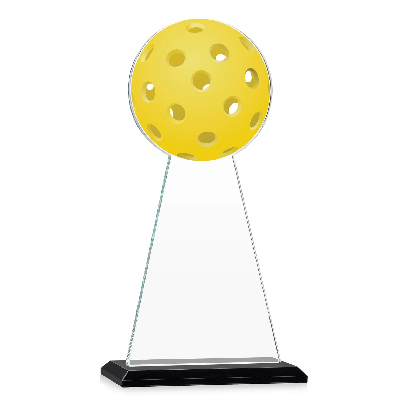 Custom engraved Starfire Crystal Award With Pickleball-Shaped Peak for retirement presentations