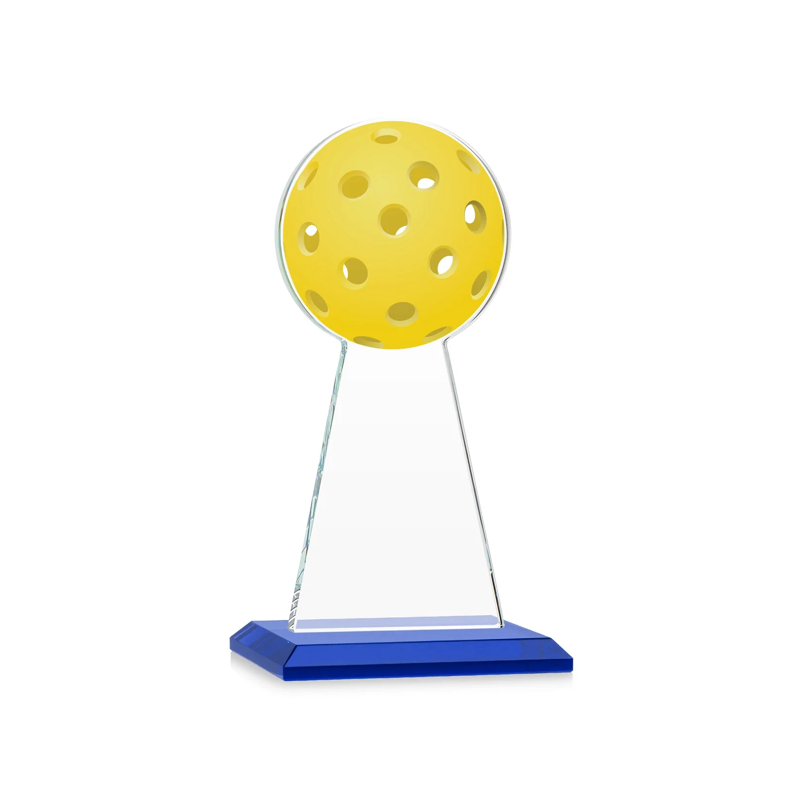 Custom engraved Starfire Crystal Award With Pickleball-Shaped Peak for team milestone celebrations