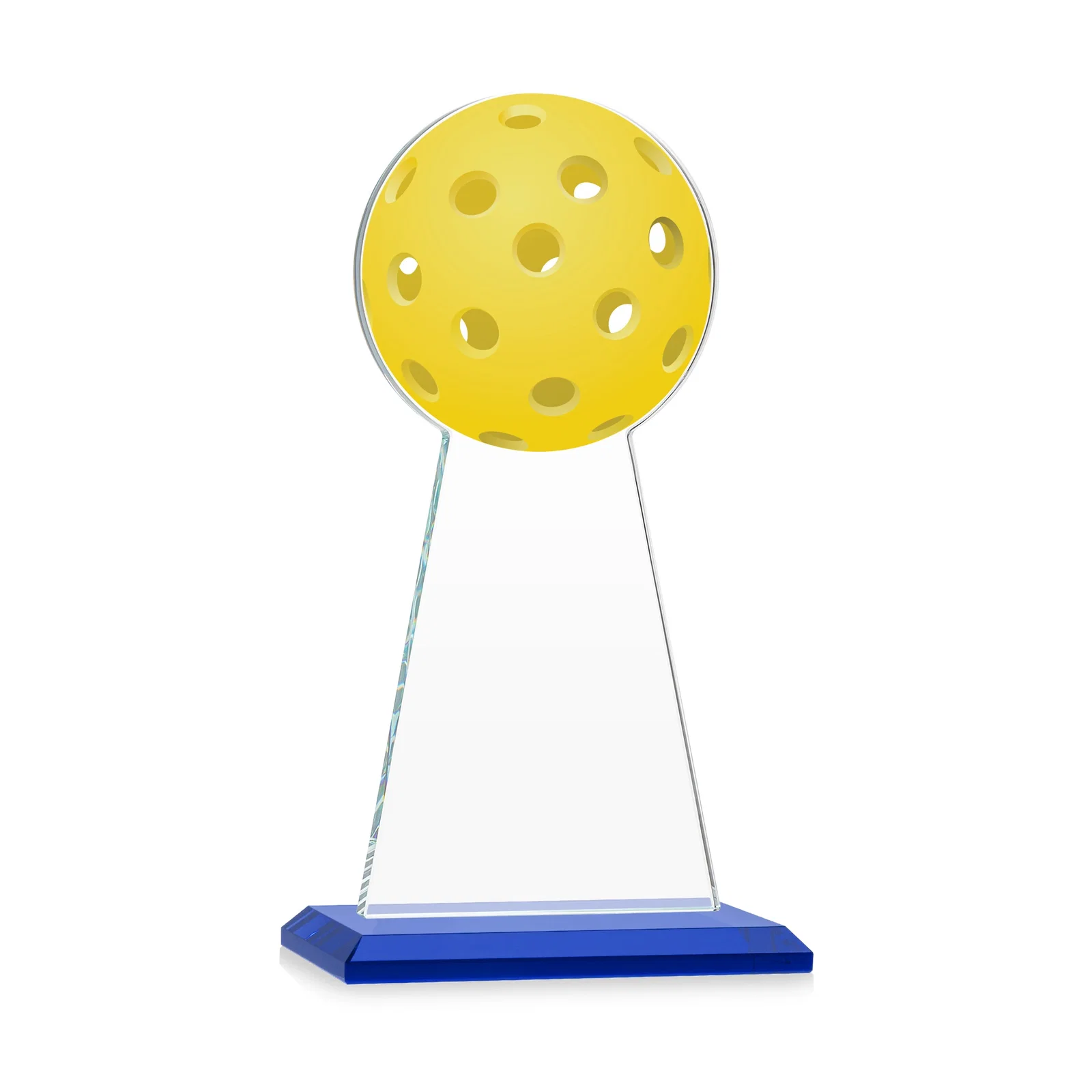 Custom engraved Starfire Crystal Award With Pickleball-Shaped Peak for donor appreciation