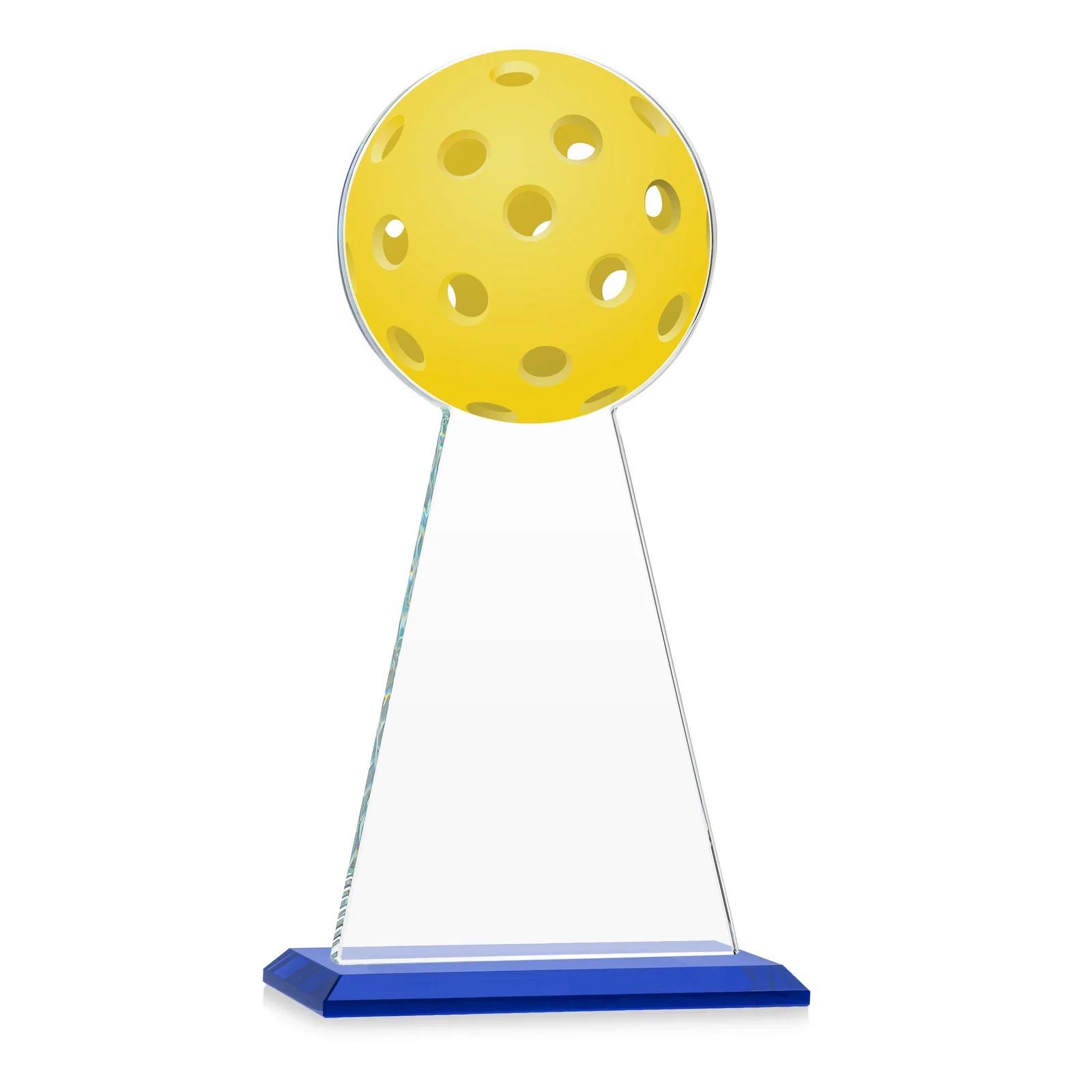 Custom engraved Starfire Crystal Award With Pickleball-Shaped Peak for graduation ceremonies