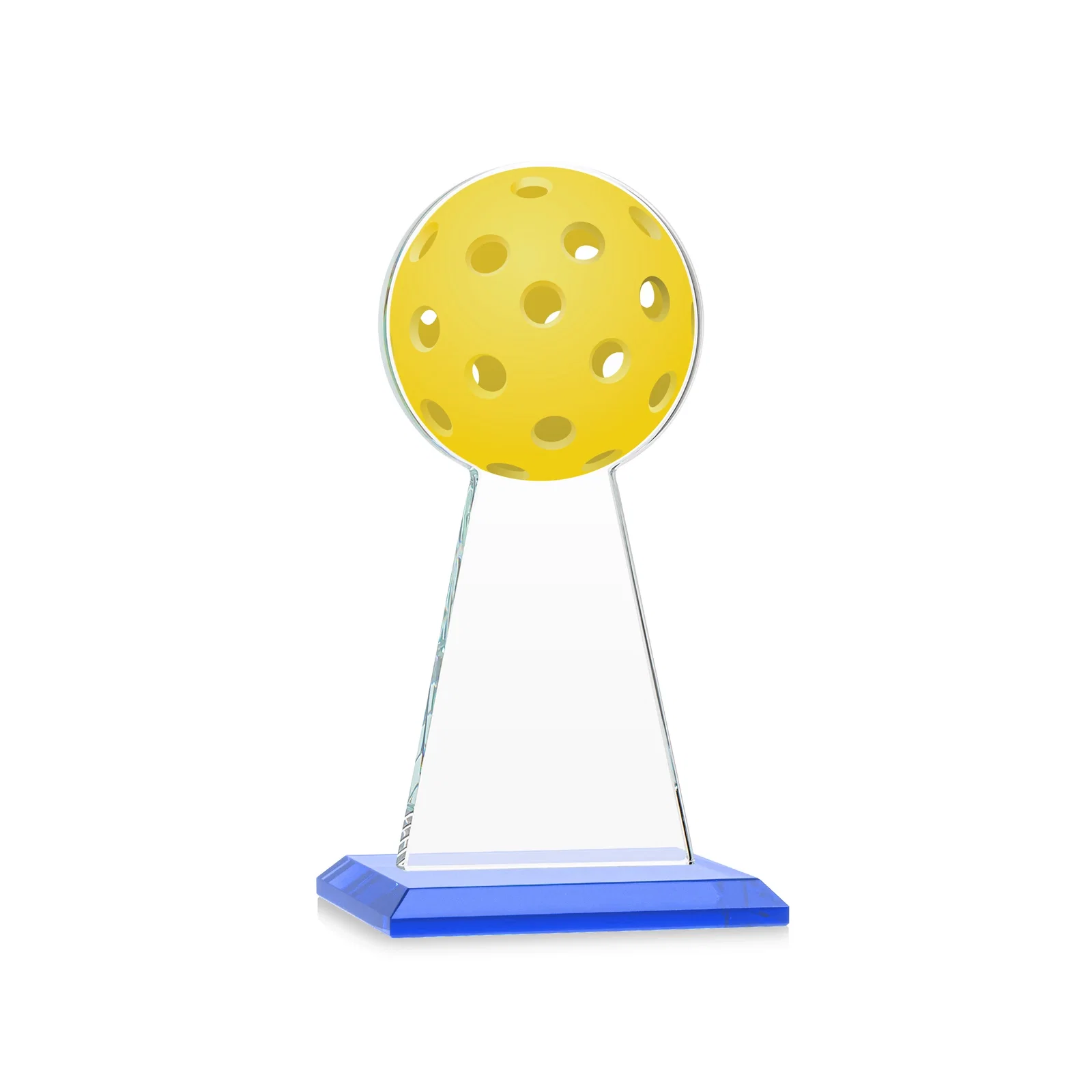 Custom engraved Starfire Crystal Award With Pickleball-Shaped Peak for company anniversary events