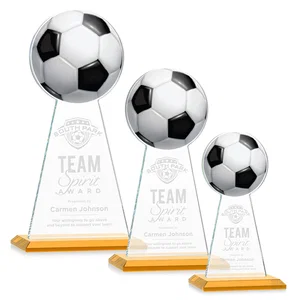 Starfire Crystal Award With Soccer Ball Peak
