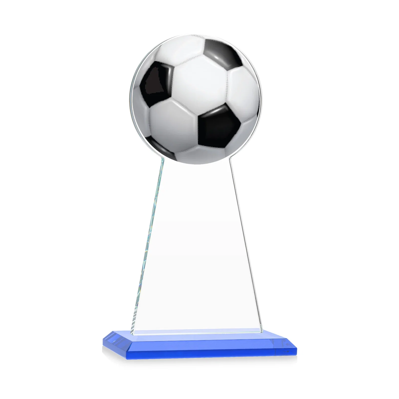 Custom Starfire Crystal Award With Soccer Ball Peak, with your logo for employee recognition