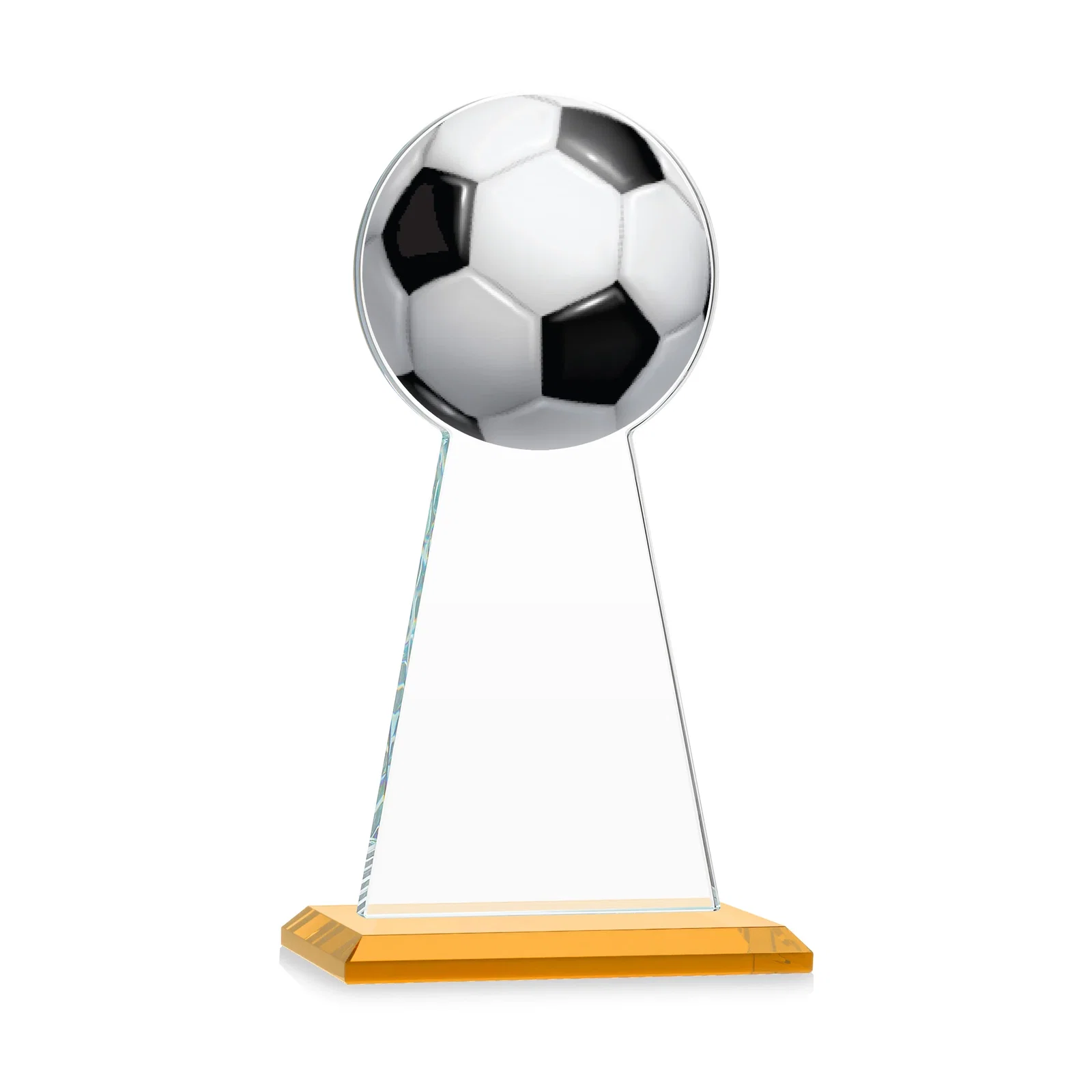 Customized Starfire Crystal Award With Soccer Ball Peak for donor appreciation