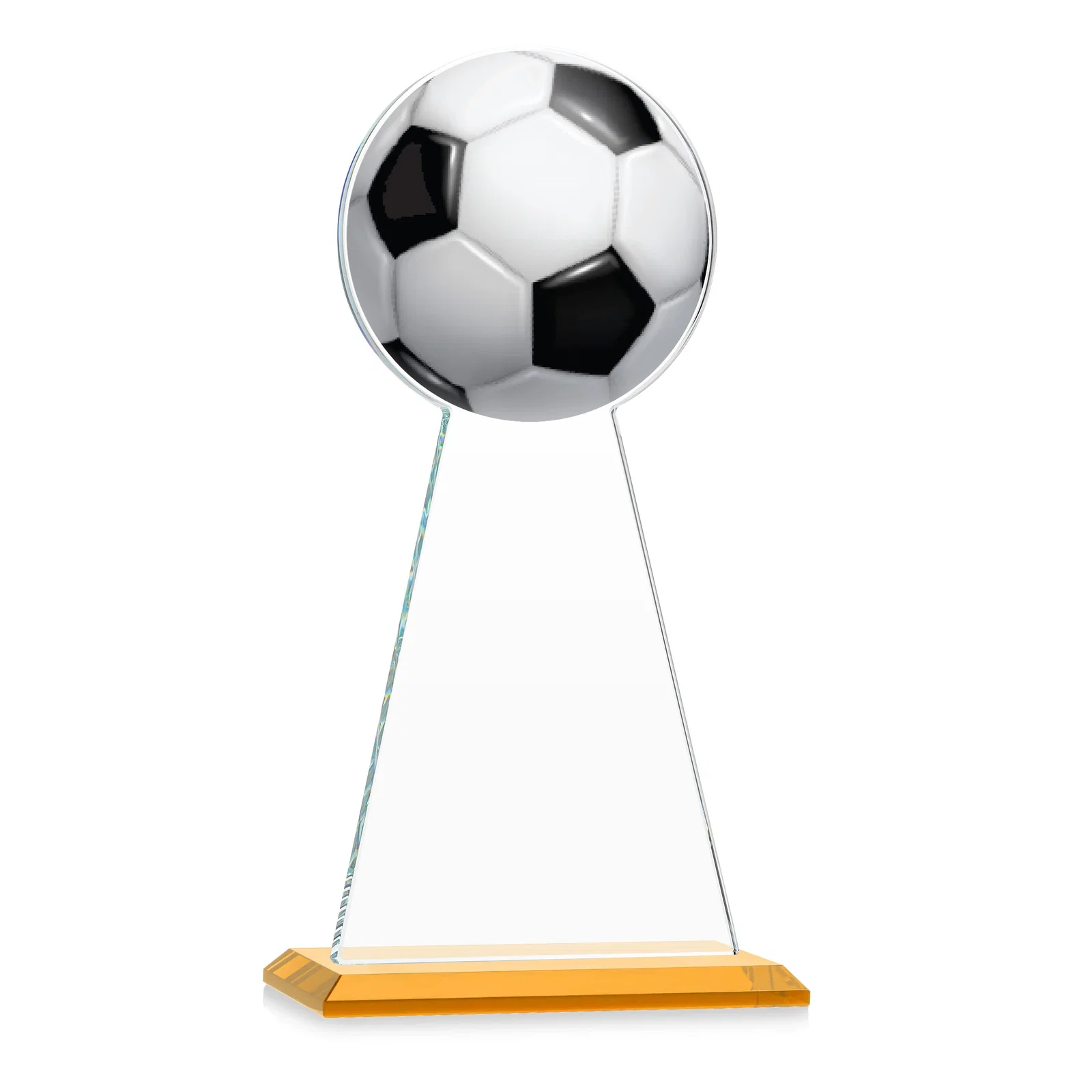 Customized Starfire Crystal Award With Soccer Ball Peak for graduation ceremonies