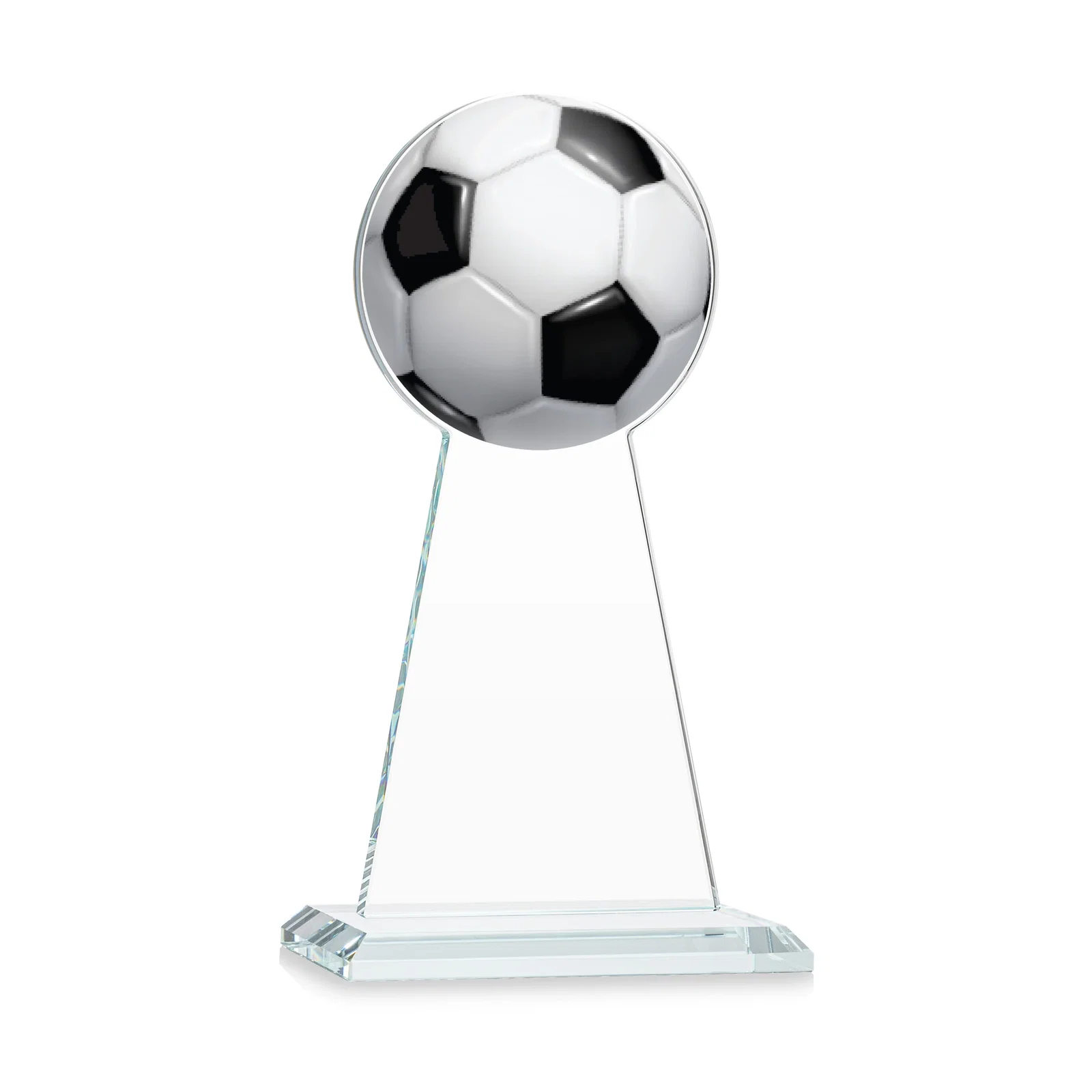 Customized Starfire Crystal Award With Soccer Ball Peak for volunteer appreciation