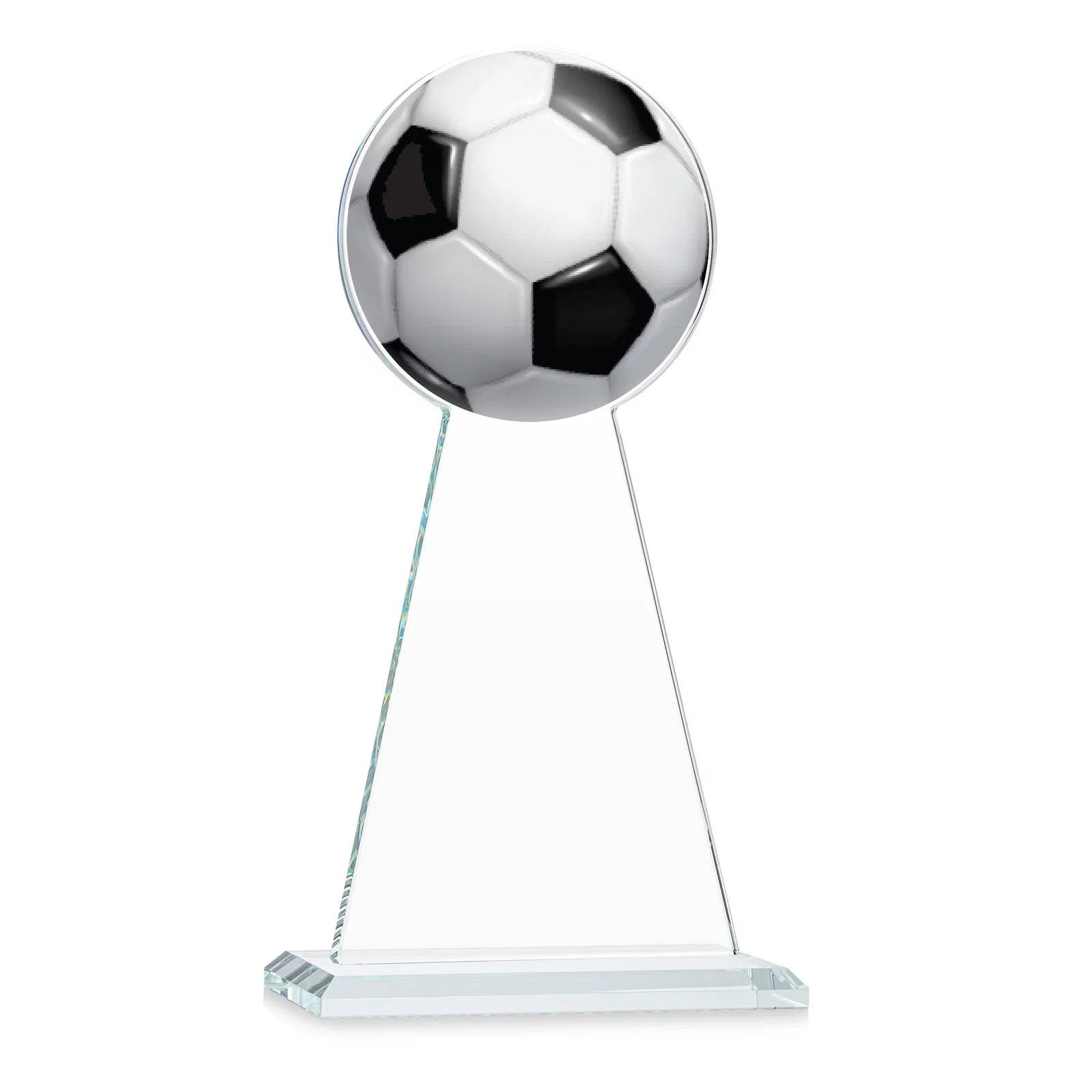 Customized Starfire Crystal Award With Soccer Ball Peak for dealer and partner awards