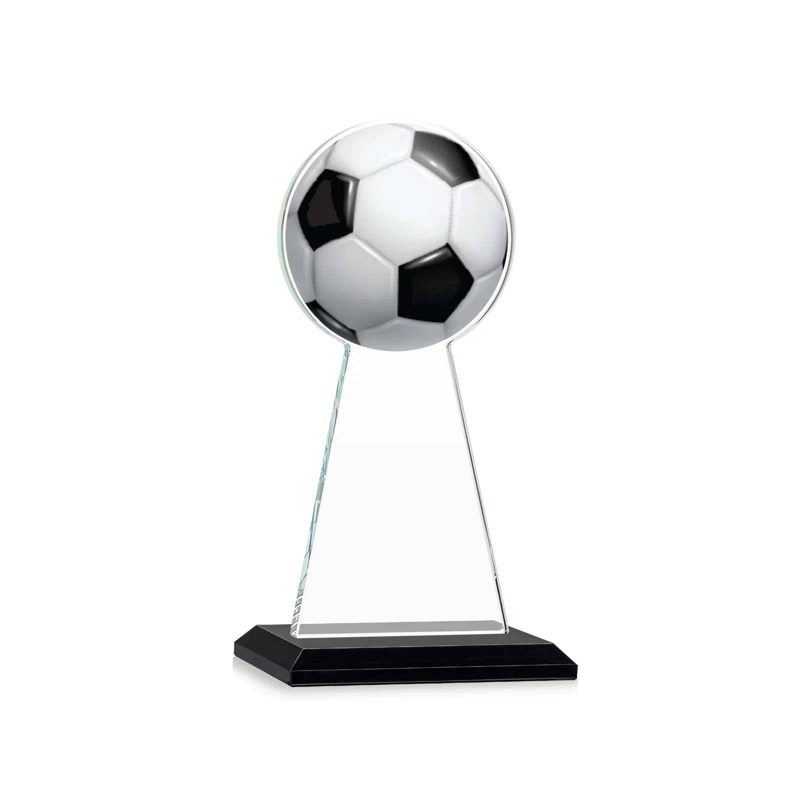 Custom engraved Starfire Crystal Award With Soccer Ball Peak for service anniversary gifts
